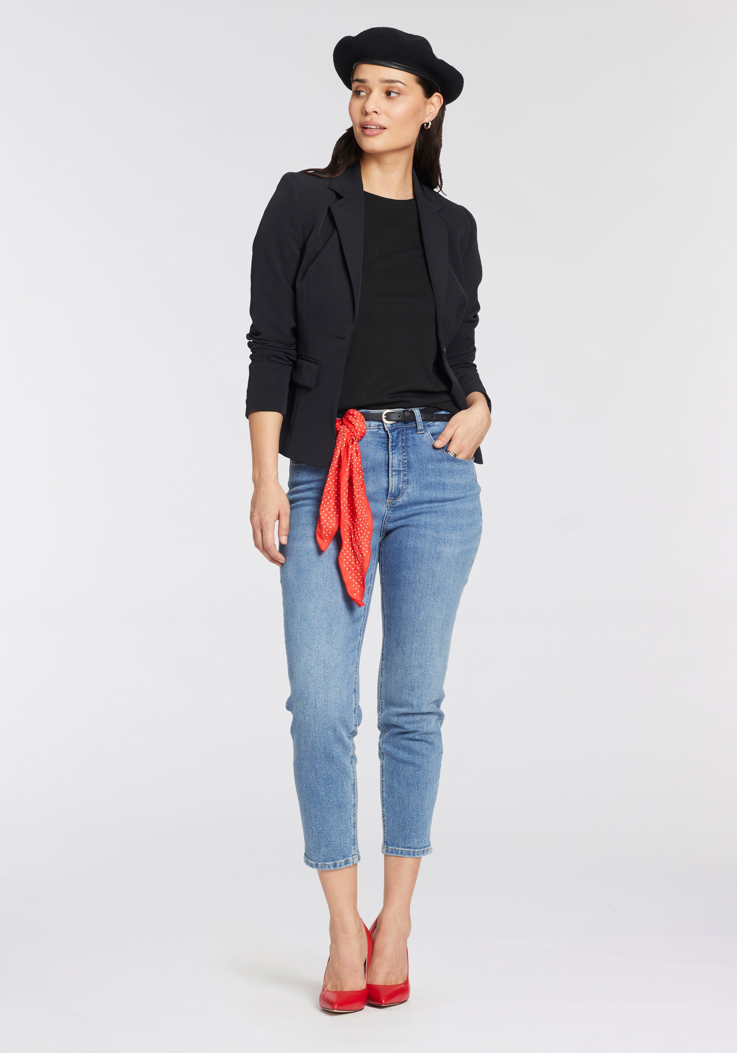 HECHTER PARIS Shirt met korte mouwen figuurvolgende snit met casual print ronde hals