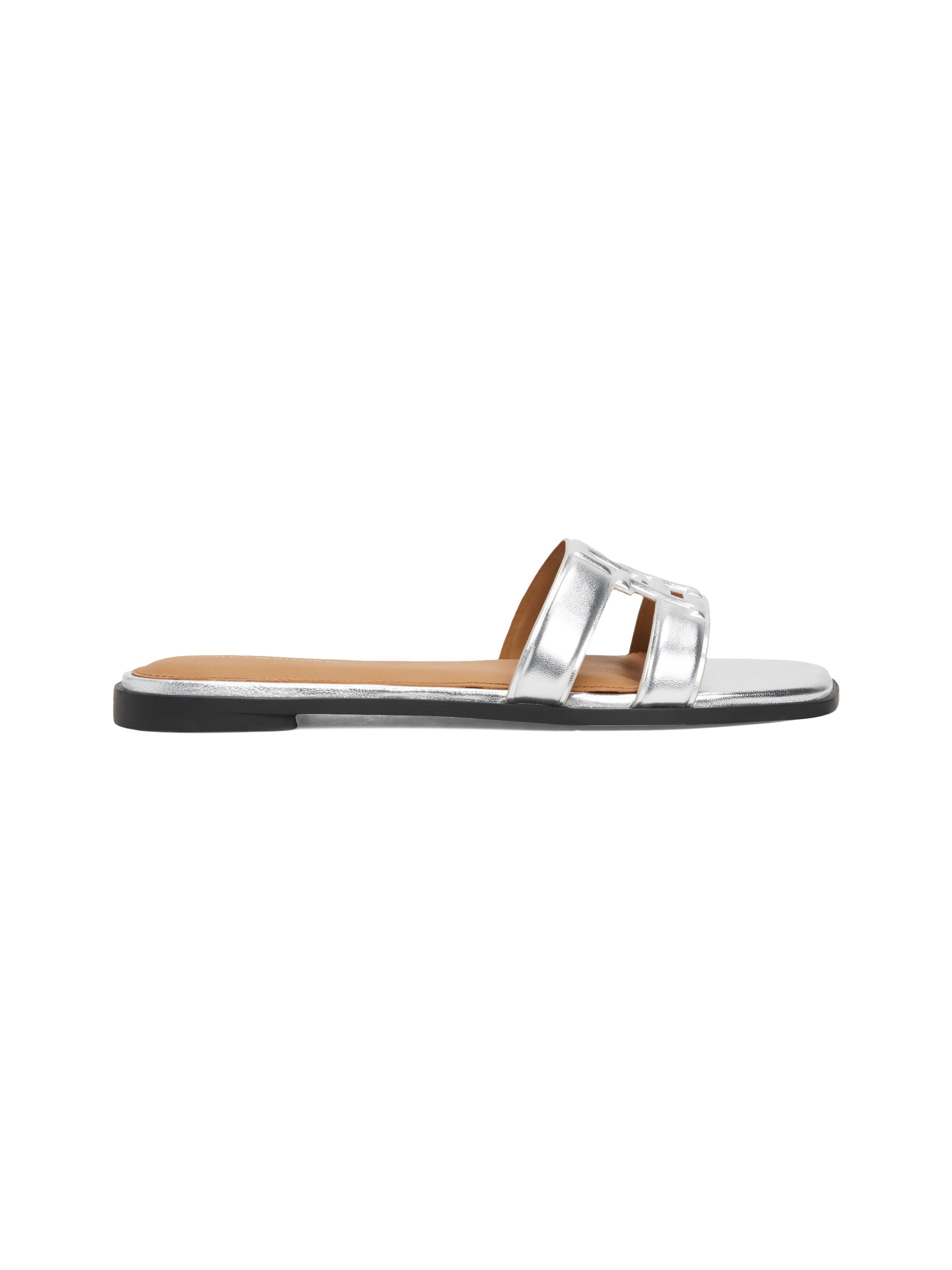 Tommy Hilfiger Slippers TH LOGO STRAP METALLIC MULE , blokhak, zomerschoen, flats, comfort-schoen met th-logo