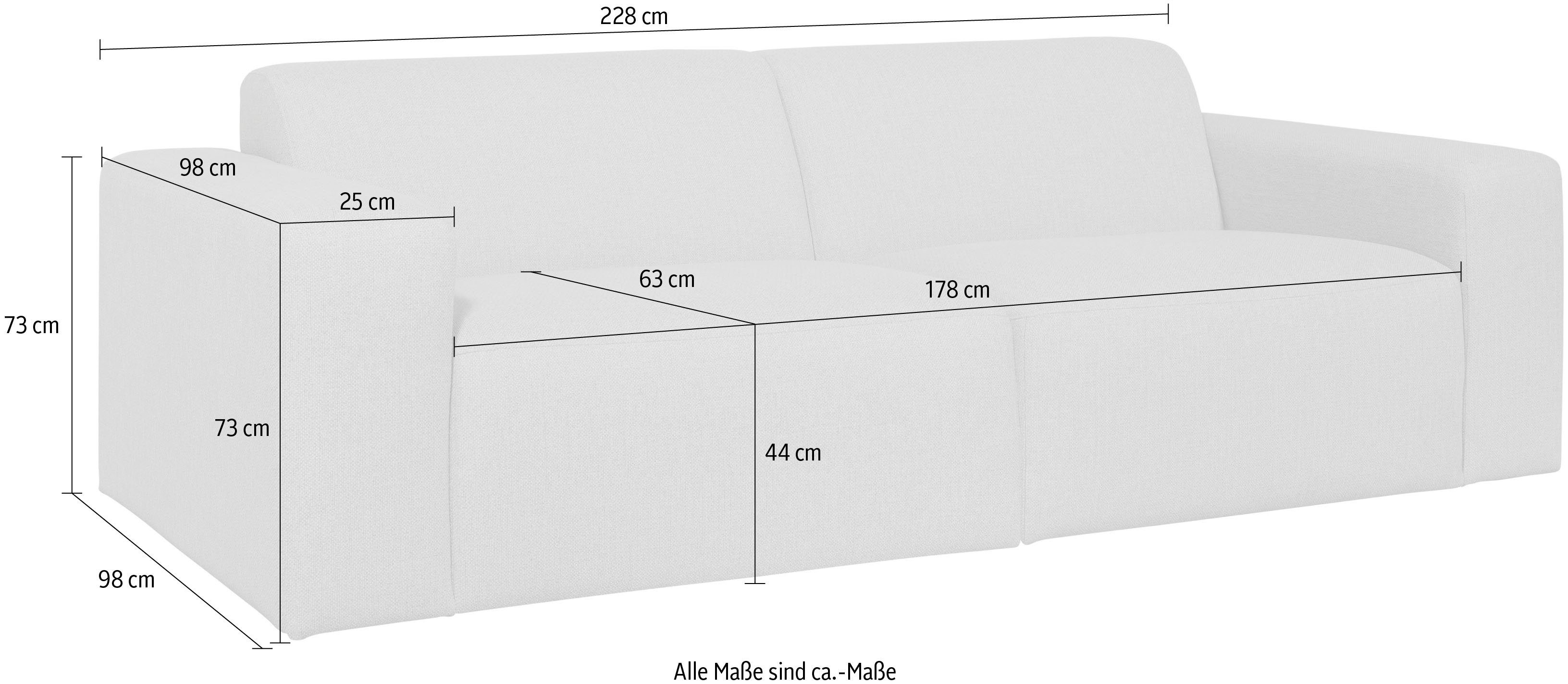 INOSIGN 3-zitsbank Koa, 228 cm, modulair bankstel in webstof, cord Designbank in corduroy, zachte lounge-zitcomfort