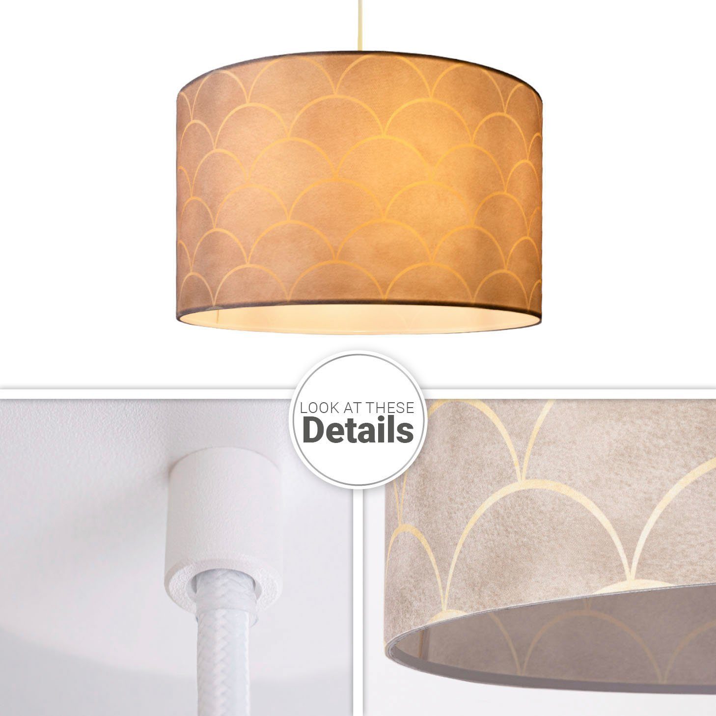 Paco Home Hanglamp Hugo Pillar Pendellamp eettafel lamp woonkamer stoffen kap vintage modern
