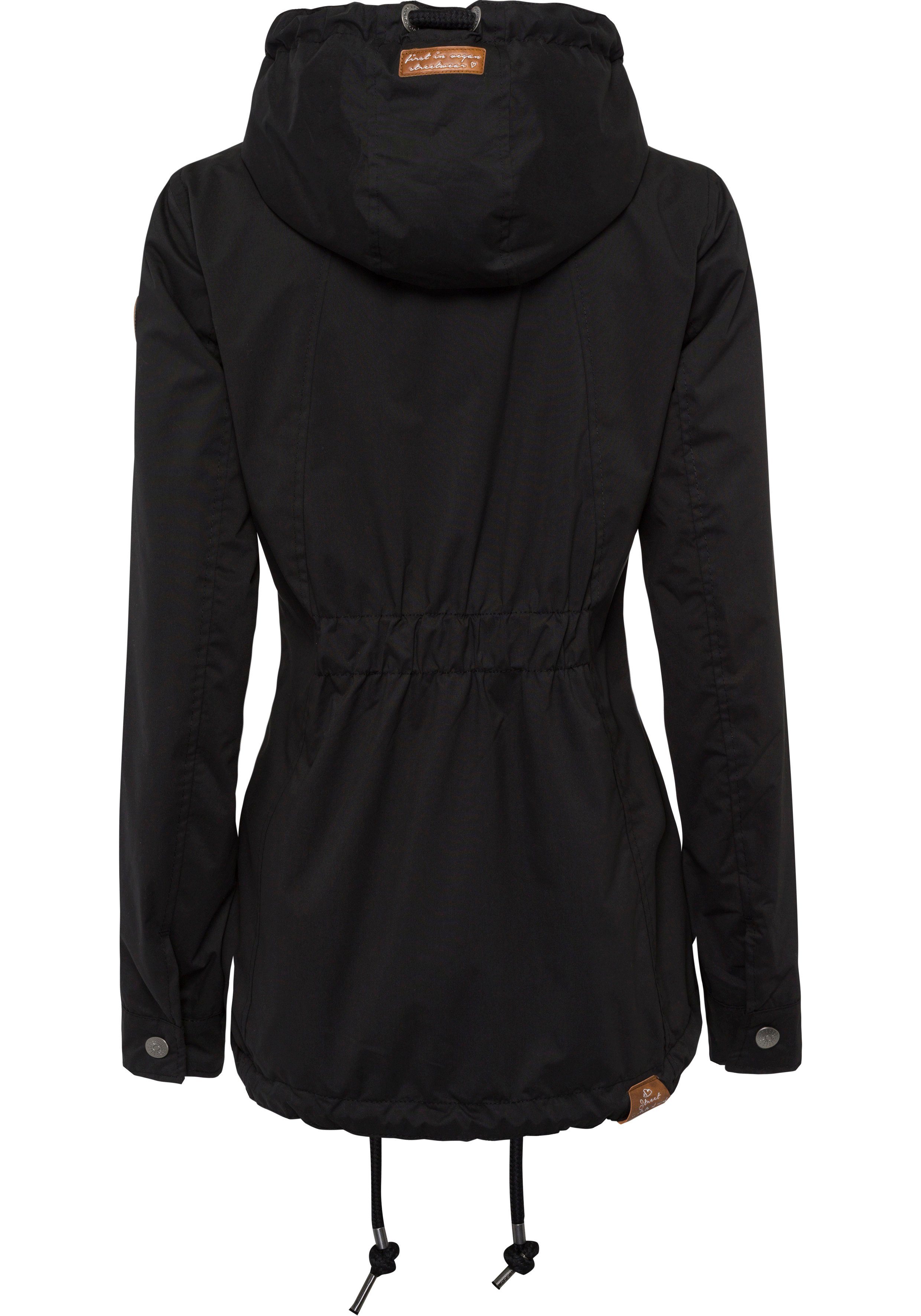ragwear functioneel jack zuzka stijlvolle outdoorjas voor tussenseizoen water repellent coating zwart