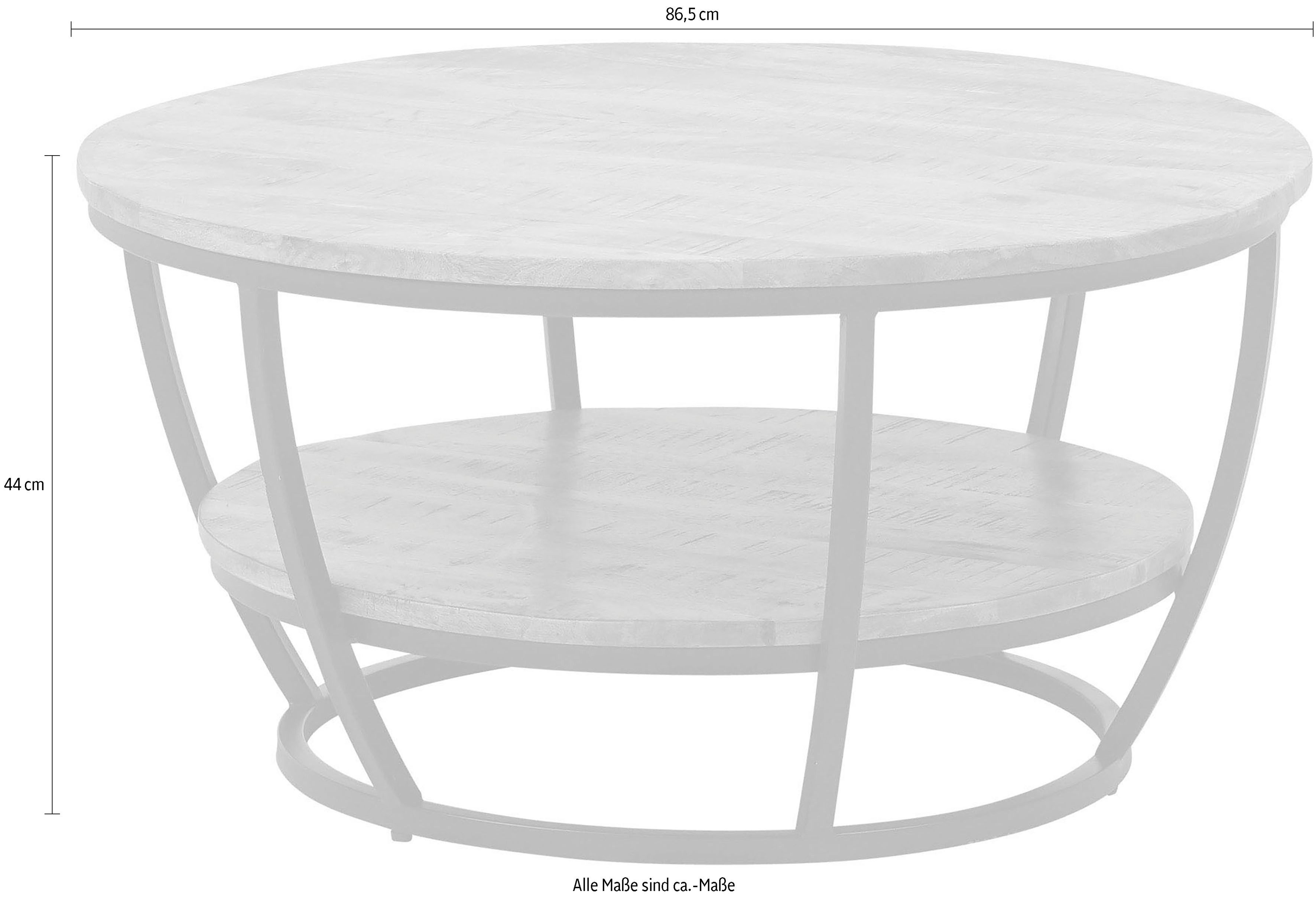 Stolkom Salontafel Jambi, TOPSELLER! rond massief hout met plank