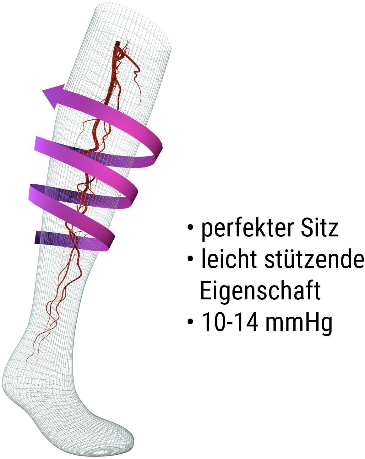 Fußgut Steunende beenwarmers Ter voorkoming van zware benen, anatomisch correcte drukverdeling ontlast, vitaliseert, stimuleert, herstel, 2 paar, universele maat