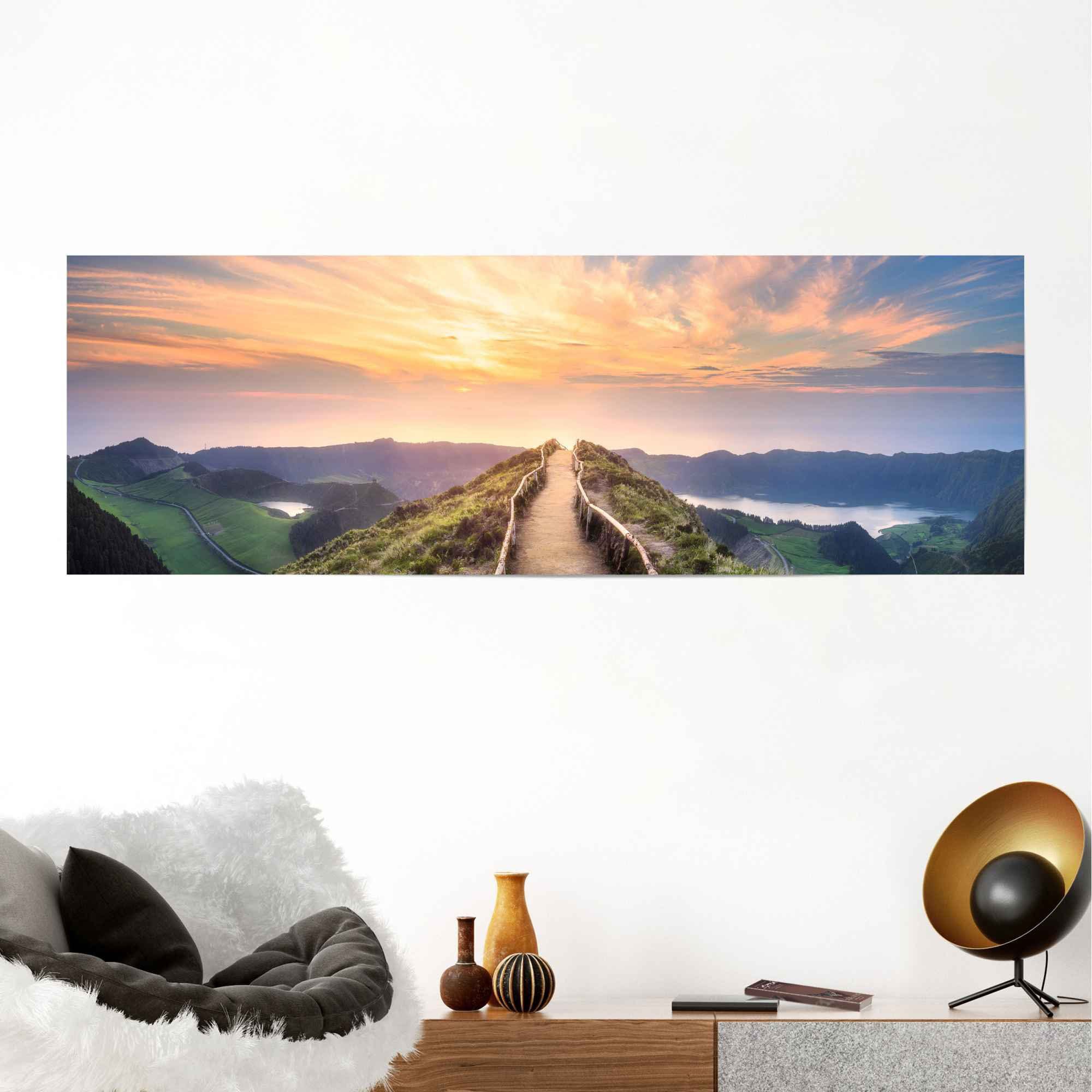 Reinders! Poster Dageraad zonsopkomst - uitzicht - landschap - bergen