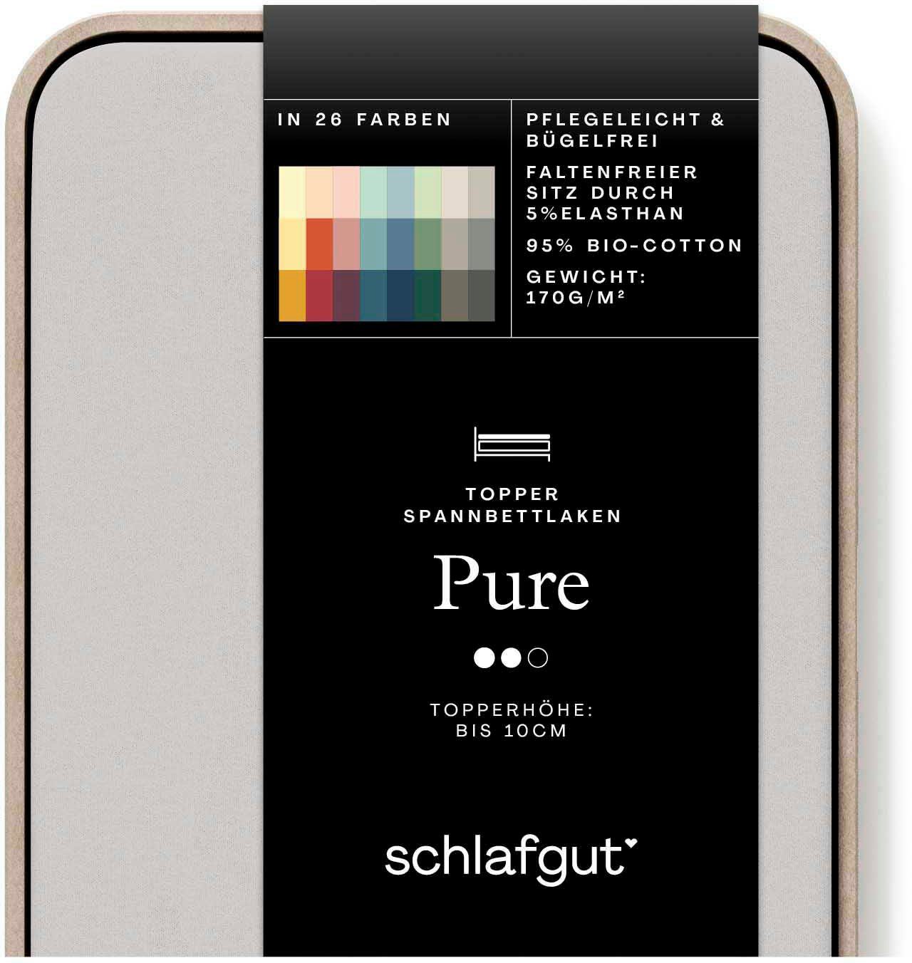 Schlafgut Hoeslaken PURE TOPPER in maat 90x200, 140x200 of 180x200 cm, hoes voor topper van 100% biologische katoen, voor matrassen tot 10 cm hoogte, beddengoed (1 stuk)