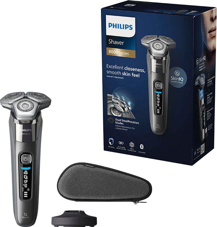 Philips Elektrisch scheerapparaat Shaver Series 8000 S8697/35 Oplaadstandaard, etui, met SkinIQ technologie