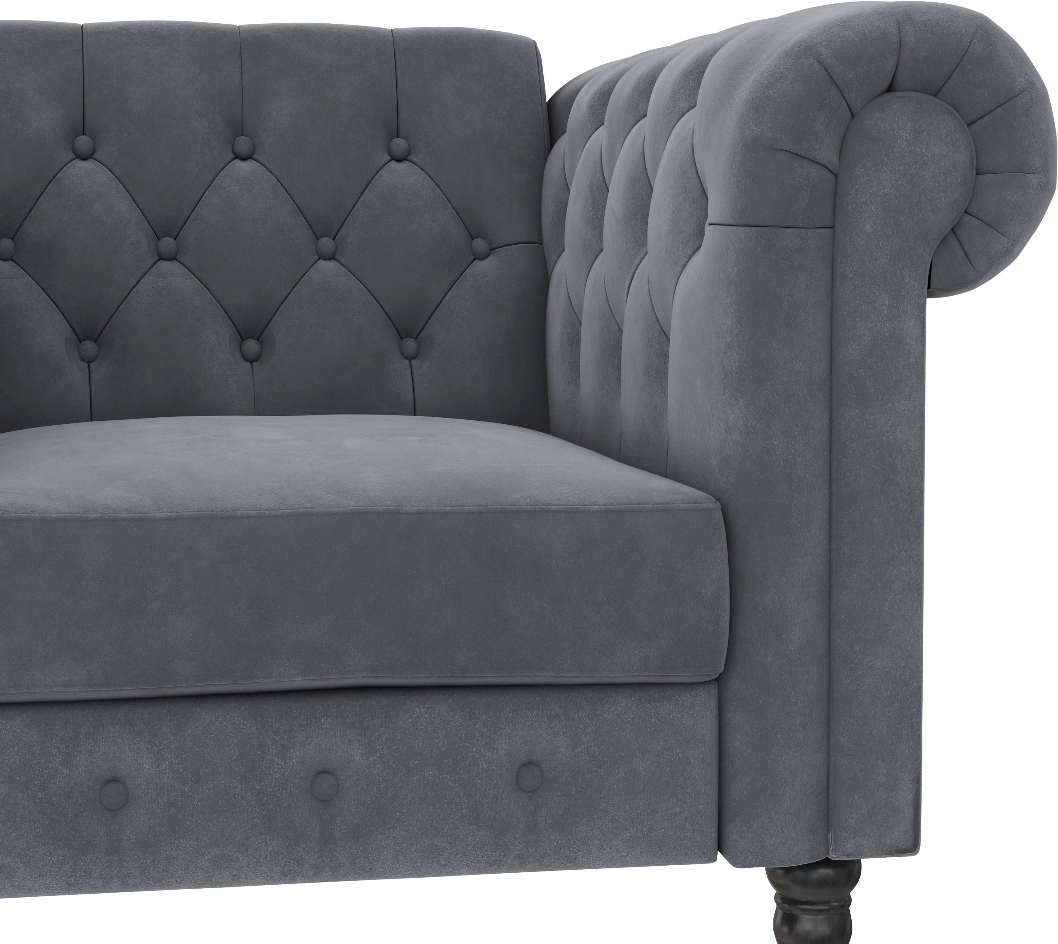 Dorel Home Chesterfield-fauteuil Felix met rugleuning 3-voudig verstelbaar, benen massief hout, zithoogte 46 cm