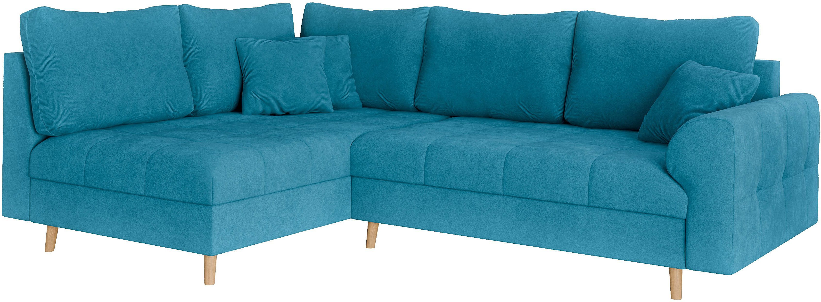 Home affaire Hoekbank CHARRE L-vorm met ottomane, afmetingen B/D/H: 231/161/81 cm fijne stiksels, losse rug- en sierkussens, ook in cord en bouclé