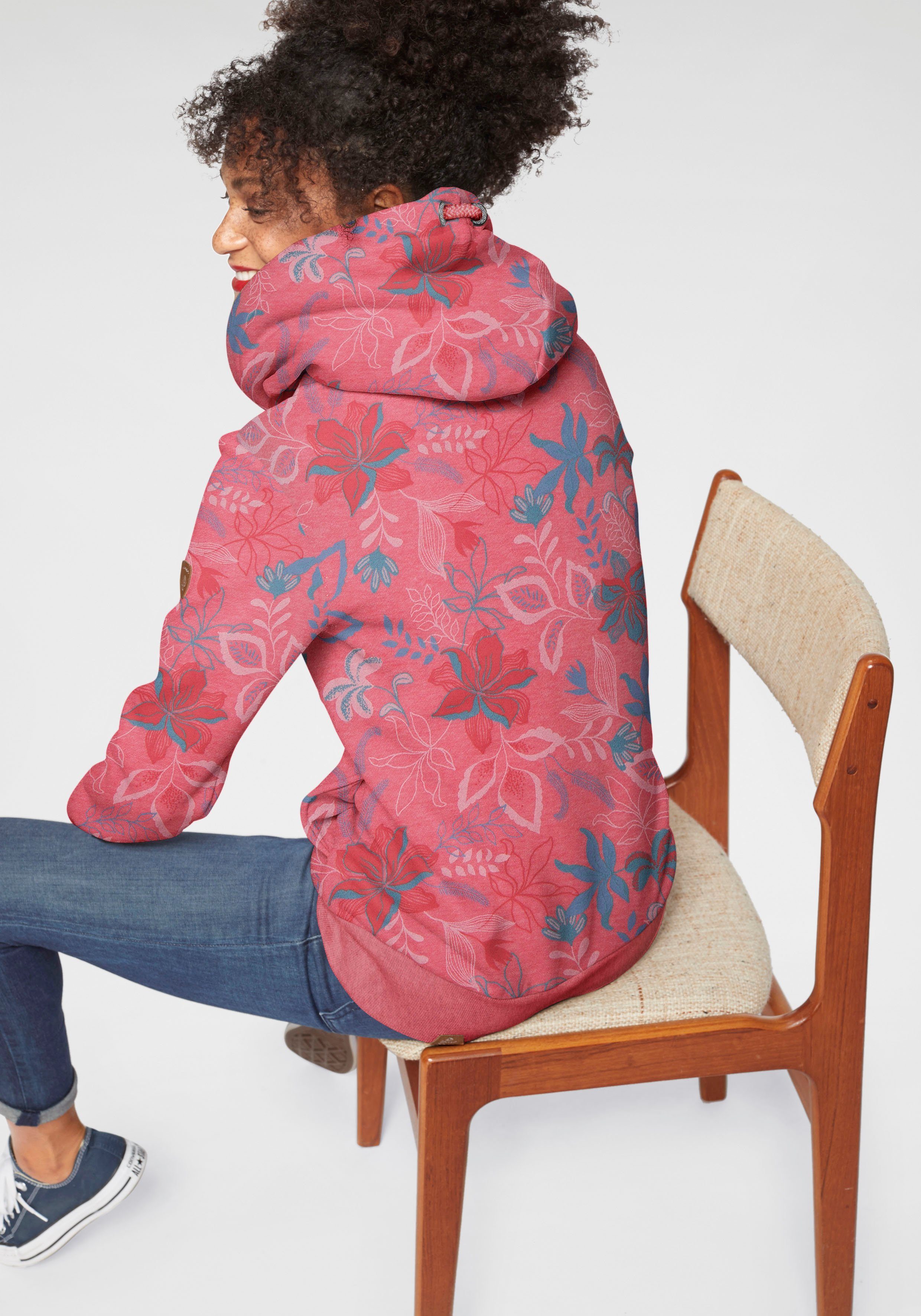 Ragwear Sweater GRIPY FLOWERS O Hoodie met gebloemde print all-over