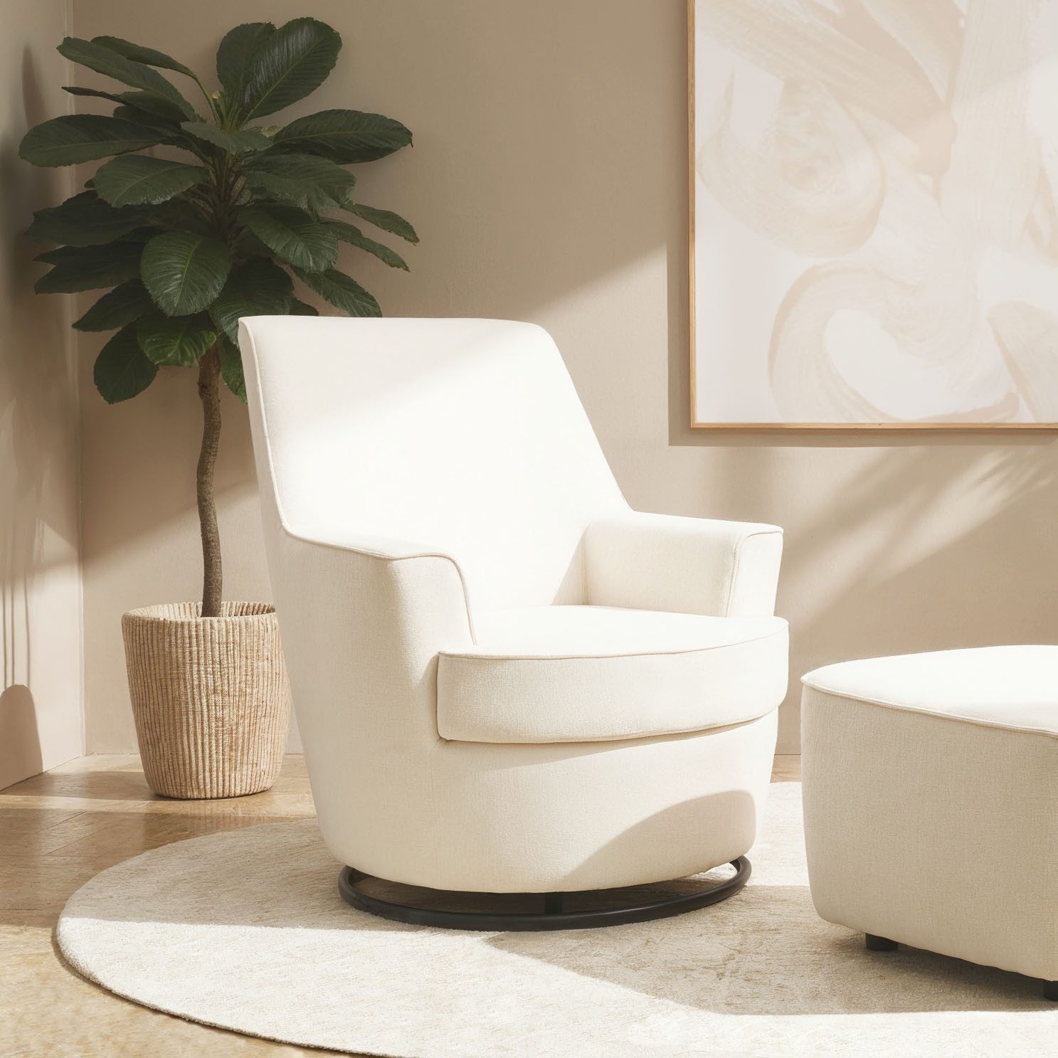 INOSIGN Draaibare fauteuil HETTY, draaistoel met schommelfunctie, leesstoel in cord en microvezel (1 stuk) fauteuils beige