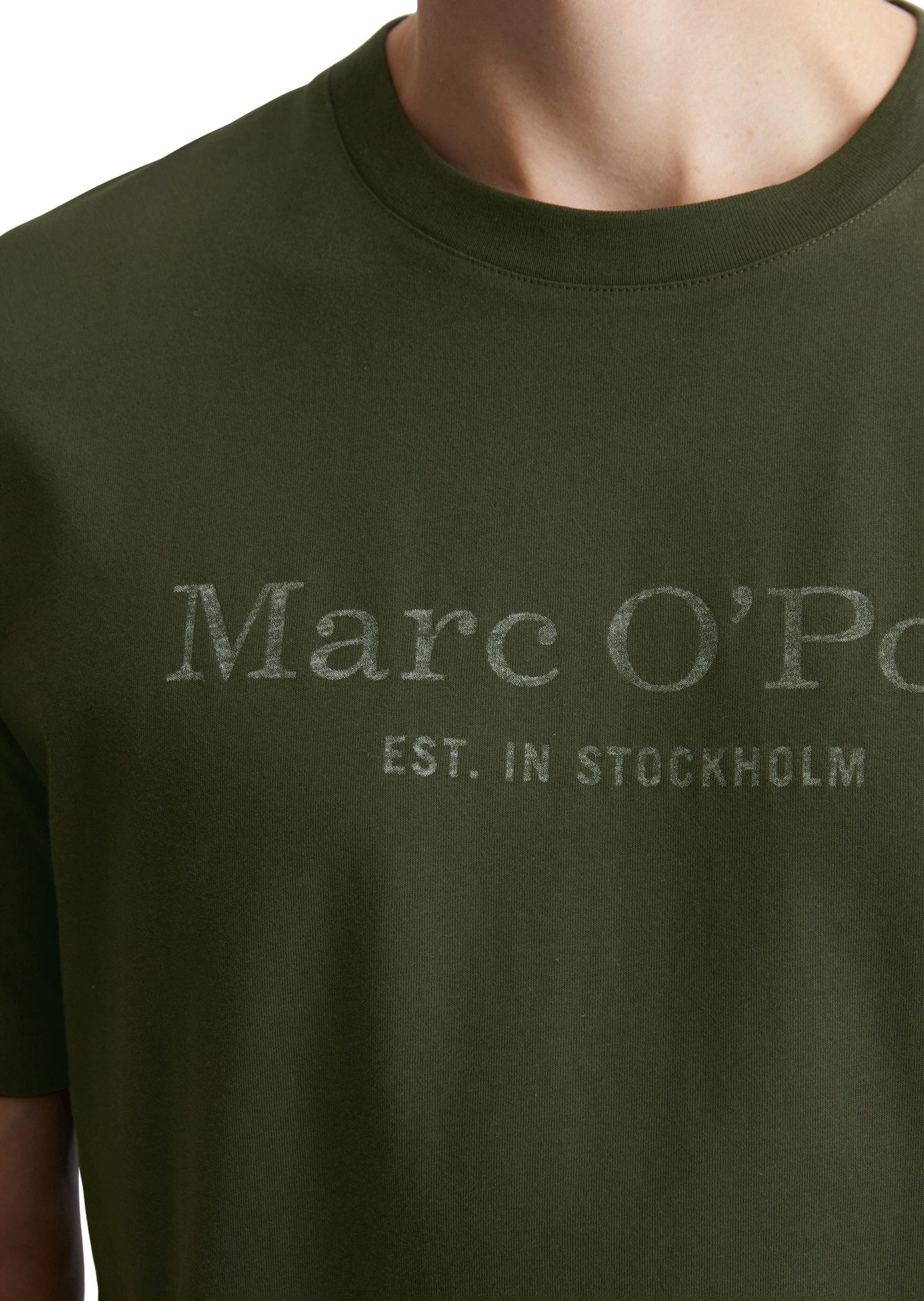 Marc O'Polo T-shirt met tonale label-print aan de voorkant
