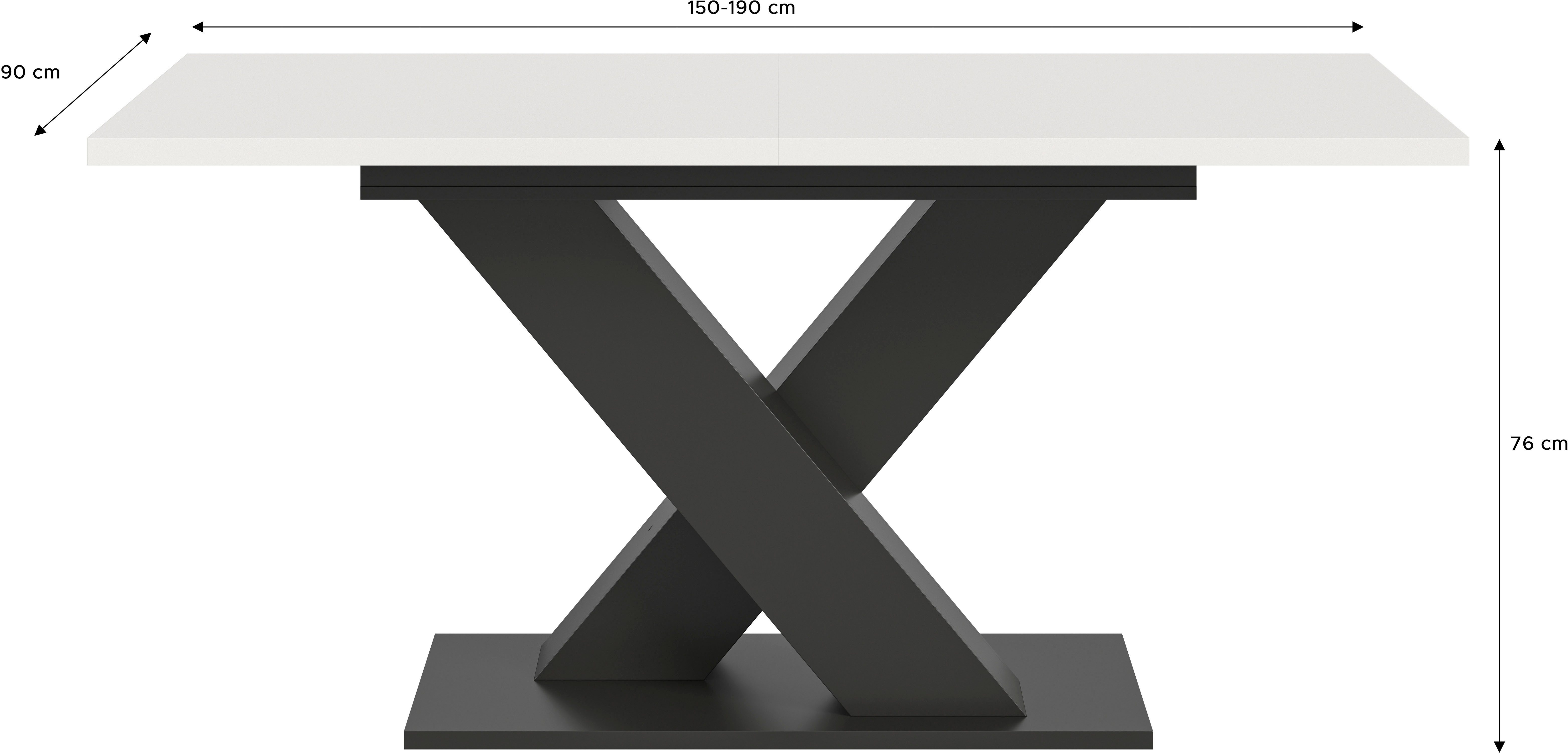INOSIGN Eettafel Motus, uitschuifbaar 150 - 190 cm, inclusief 40 cm inlegplaat