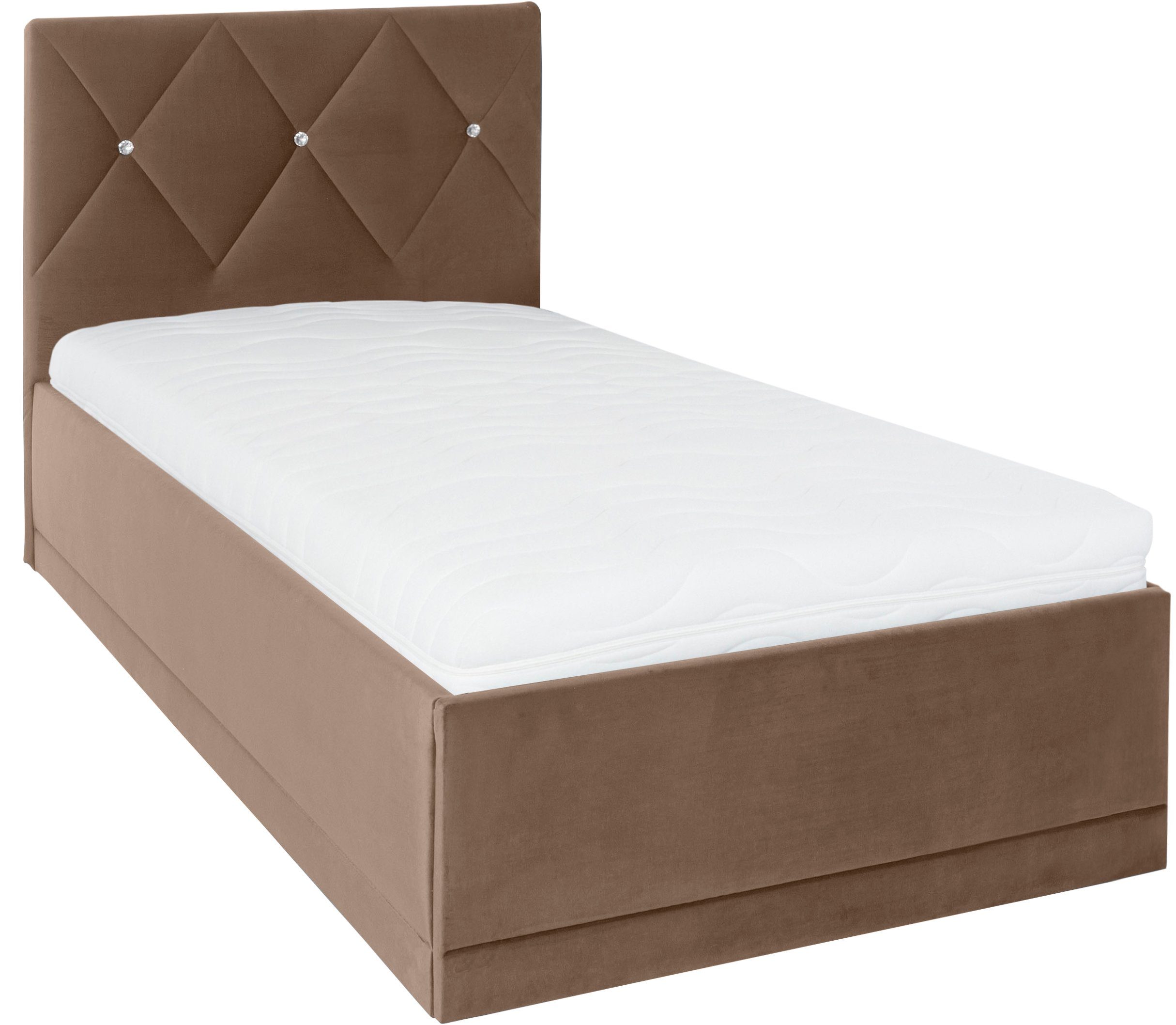 Westfalia Polsterbetten Gestoffeerd bed ADAMAS ook met bedlade, knoopdetails met stras