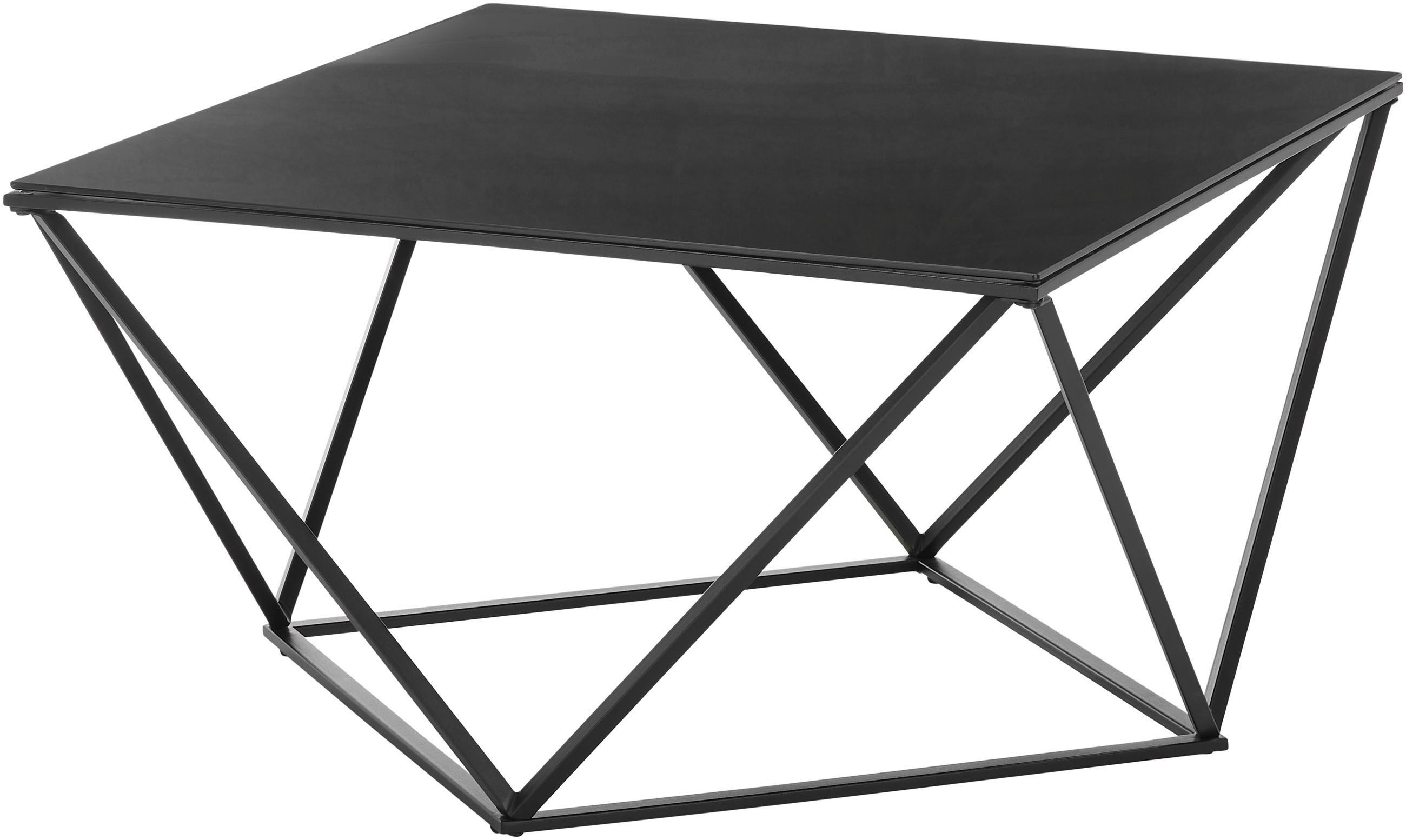 Stolkom Salontafel Senta glazen tafel vierkant zwart, moderne tafel BxHxD 80x45x80 cm