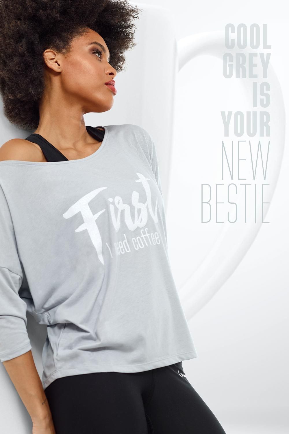Winshape Oversized shirt MCT002 ultralicht met witte glitter-print