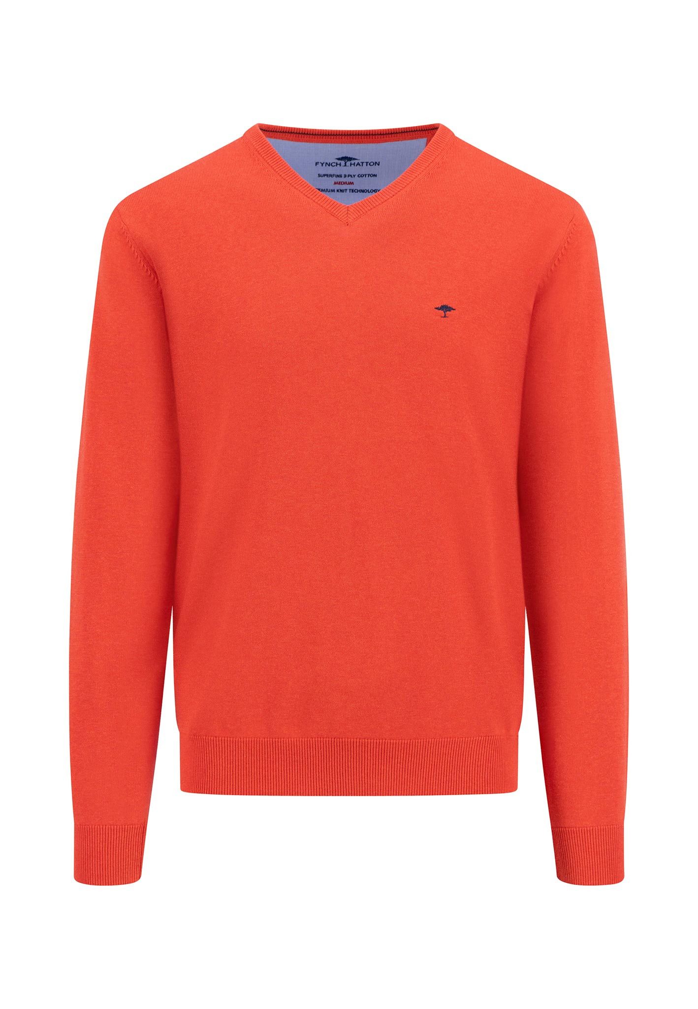 FYNCH-HATTON Gebreide trui met logo op borsthoogte heren pullovers maat 4XL rood