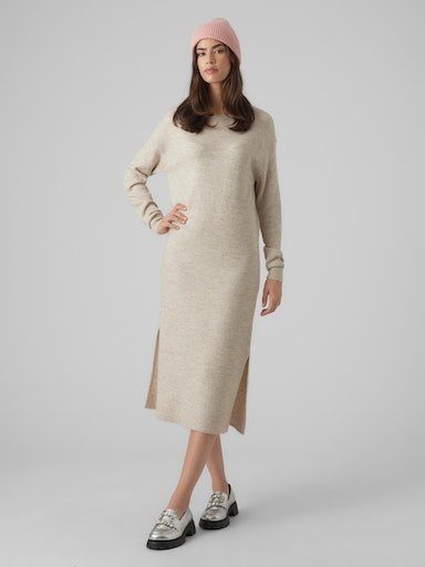 Vero Moda Tricotjurk VMLEFILE LS BOATNECK CALF DRESS NOOS