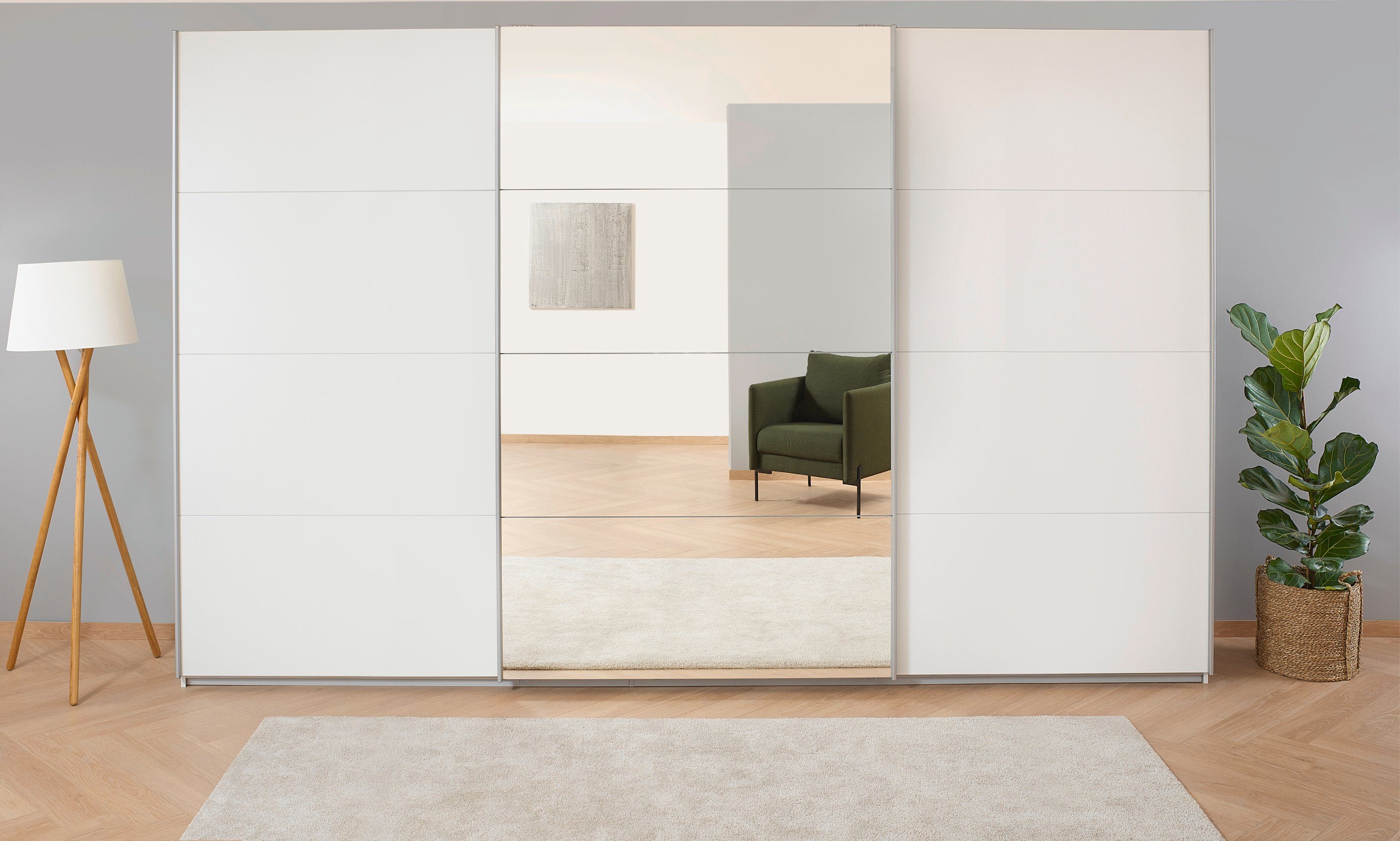rauch Zweefdeurkast Kledingkast kast garderobe BESTSELLER KOLUNA met spiegel inclusief 2 binnenladen en extra legplanken made in germany
