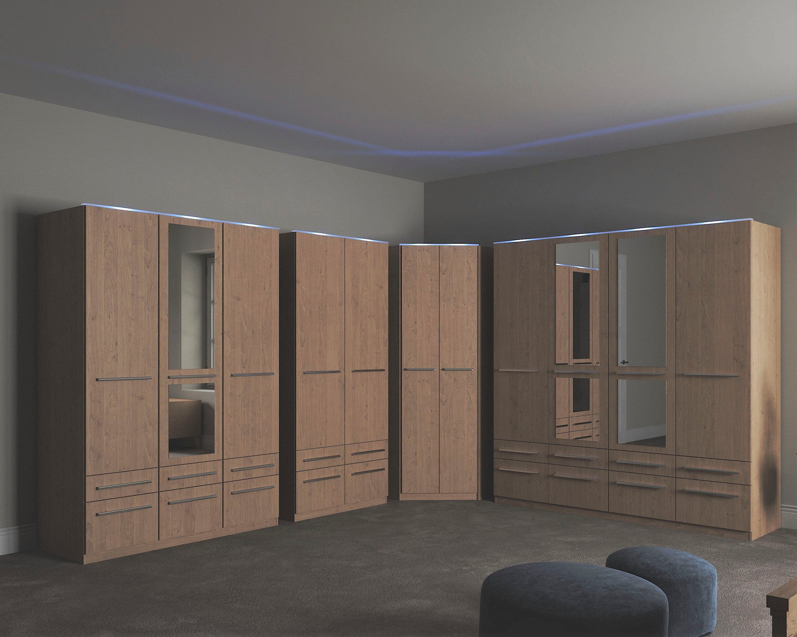 priess Kledingkast Kast garderobe waskast Barcelona in 5 breedtes veel opbergruimte, ruime lades, met spiegel, made in germany