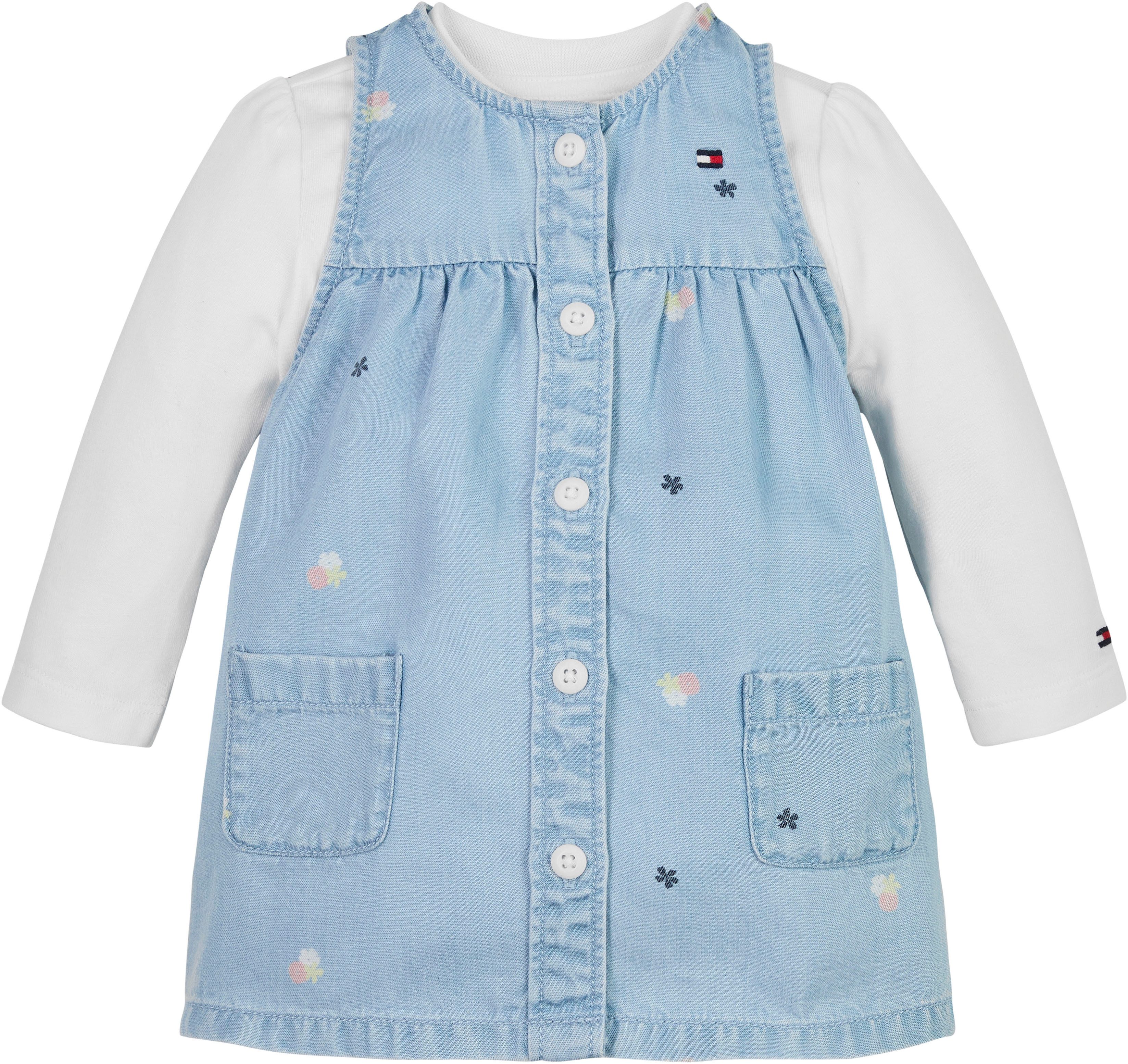 Tommy Hilfiger ShirtJurk FLOWER ALLOVER DRESS SET Baby tot 2 jaar, logoprint, bloemetjesprint (2-delig)