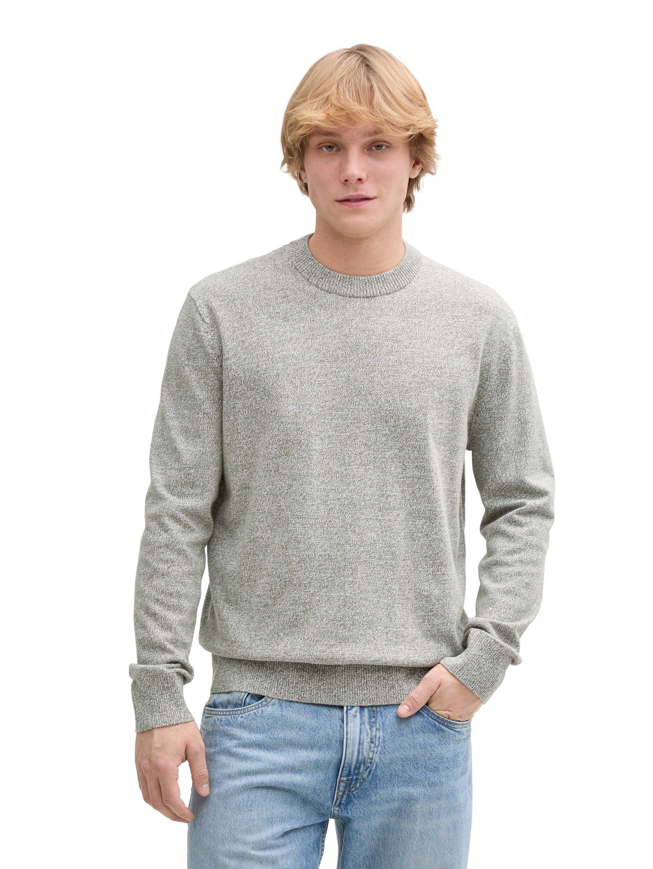 Tom Tailor Denim Gebreide trui in gemêleerde look heren pullovers maat XL groen