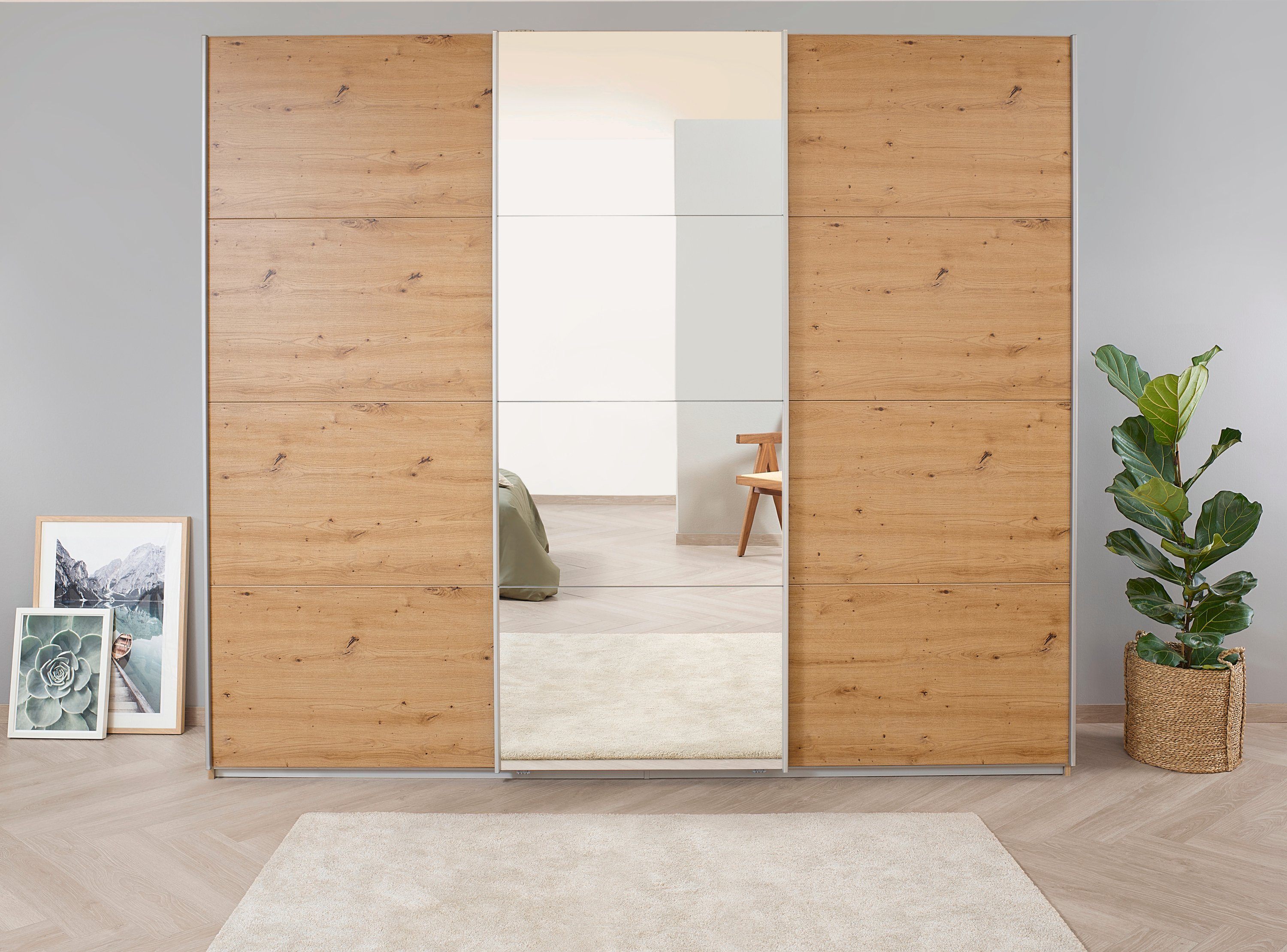 rauch Zweefdeurkast Kledingkast kast garderobe BESTSELLER KOLUNA met spiegel inclusief 2 binnenladen en extra legplanken made in germany