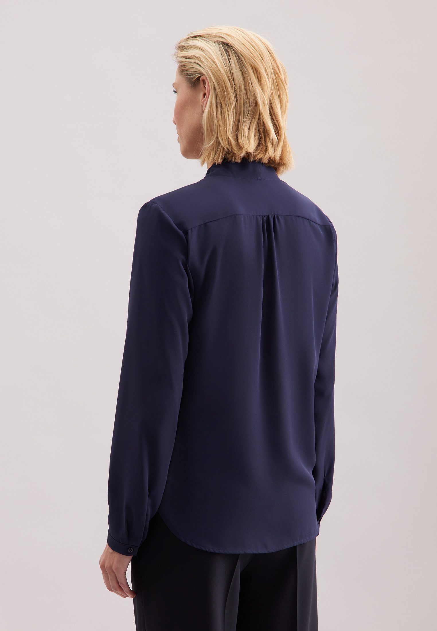 seidensticker Wikkelblouse Zwarte roos Lange mouwen V-hals uni