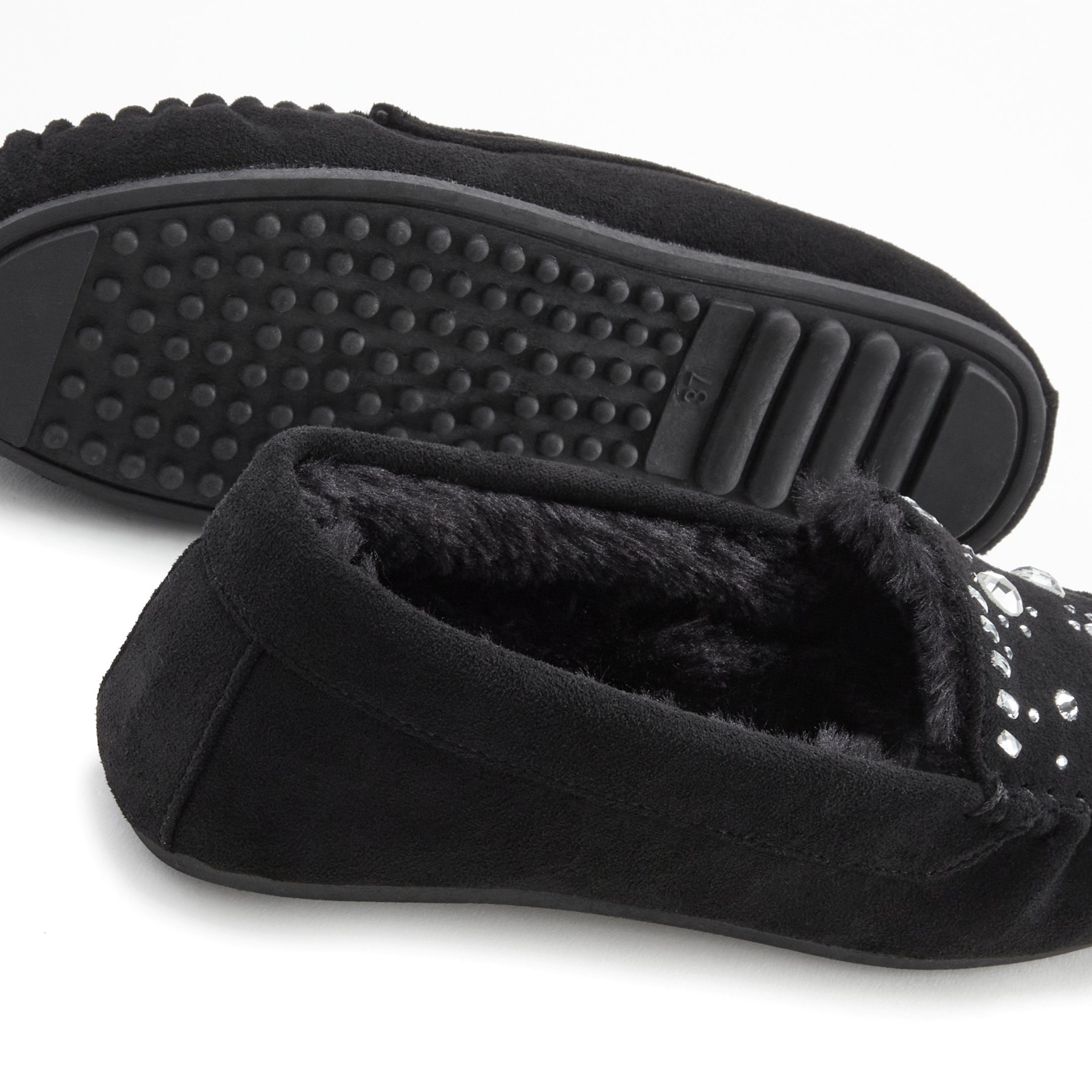 Vivance Pantoffels Pantolette, pantoffel, ballerina met siersteentjes VEGAN