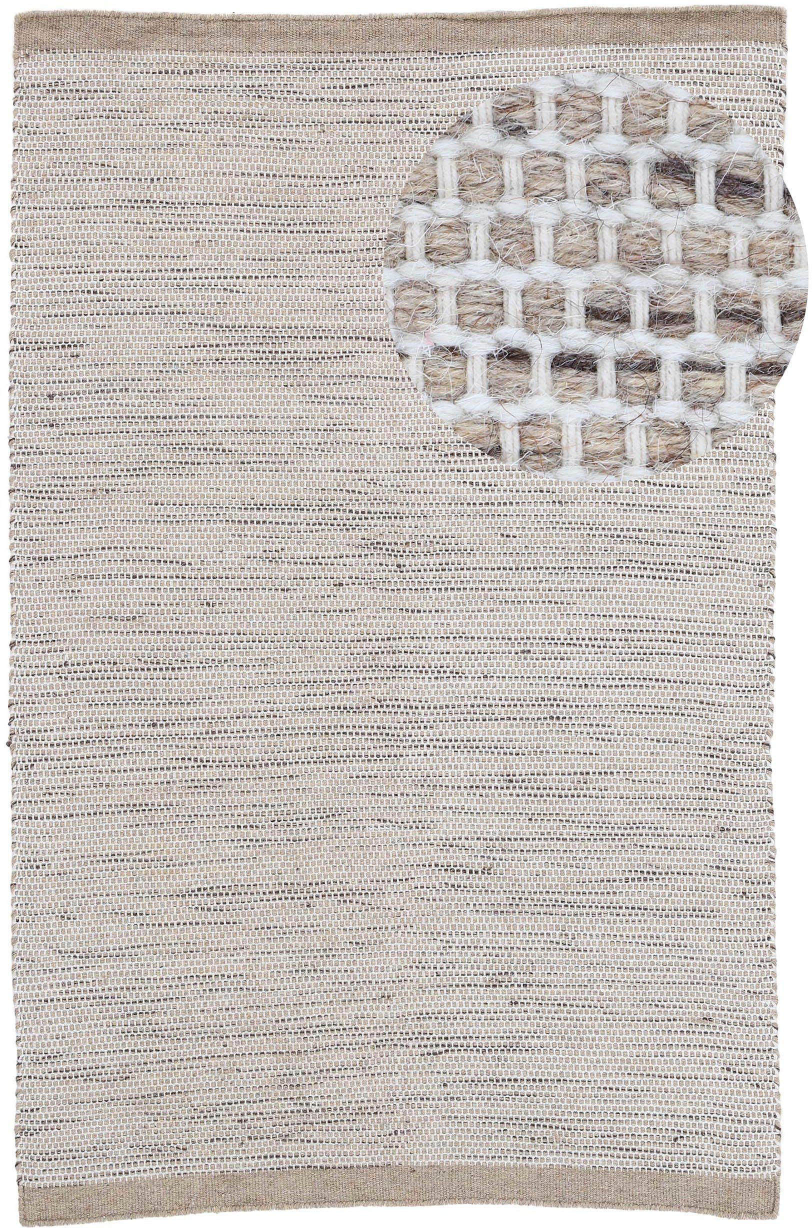carpetfine Wollen kleed Mona Wol, tweezijdig te gebruiken kleed van wol/katoen, woonkamer wollen vloerkleden maat 120x170 cm grijs
