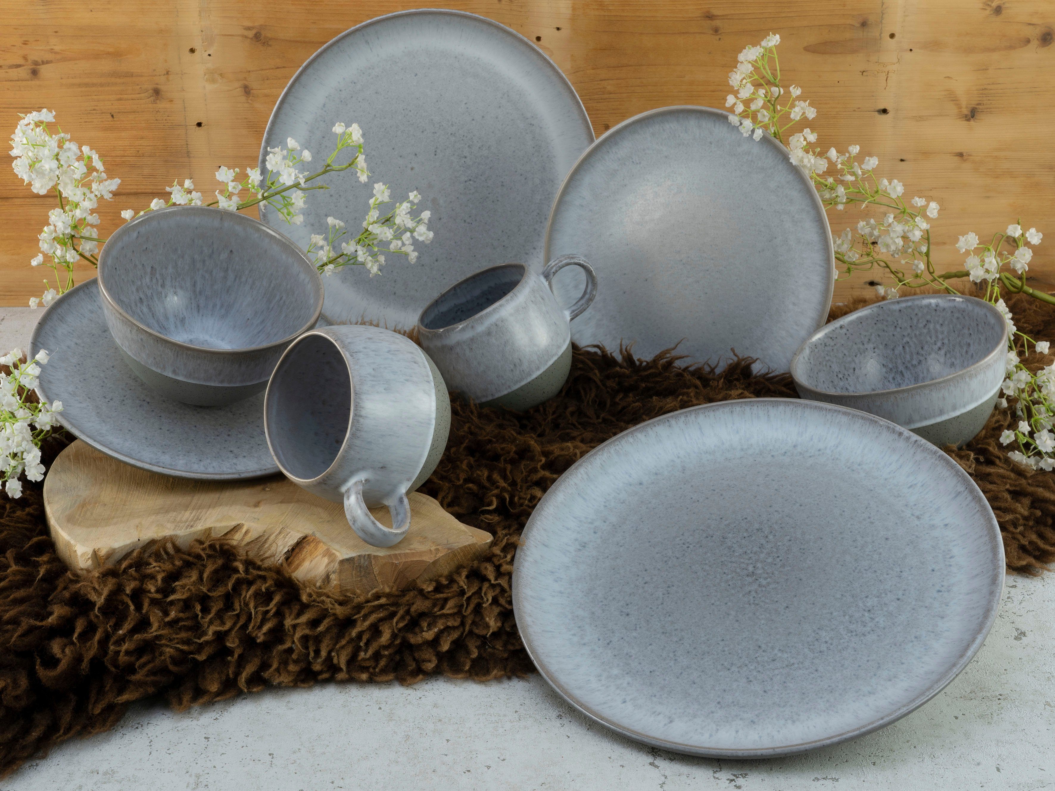 CreaTable Combi-servies Servies-set LOFT STONE Servies, 16 delen, voor 4 personen (set, 16-delig)