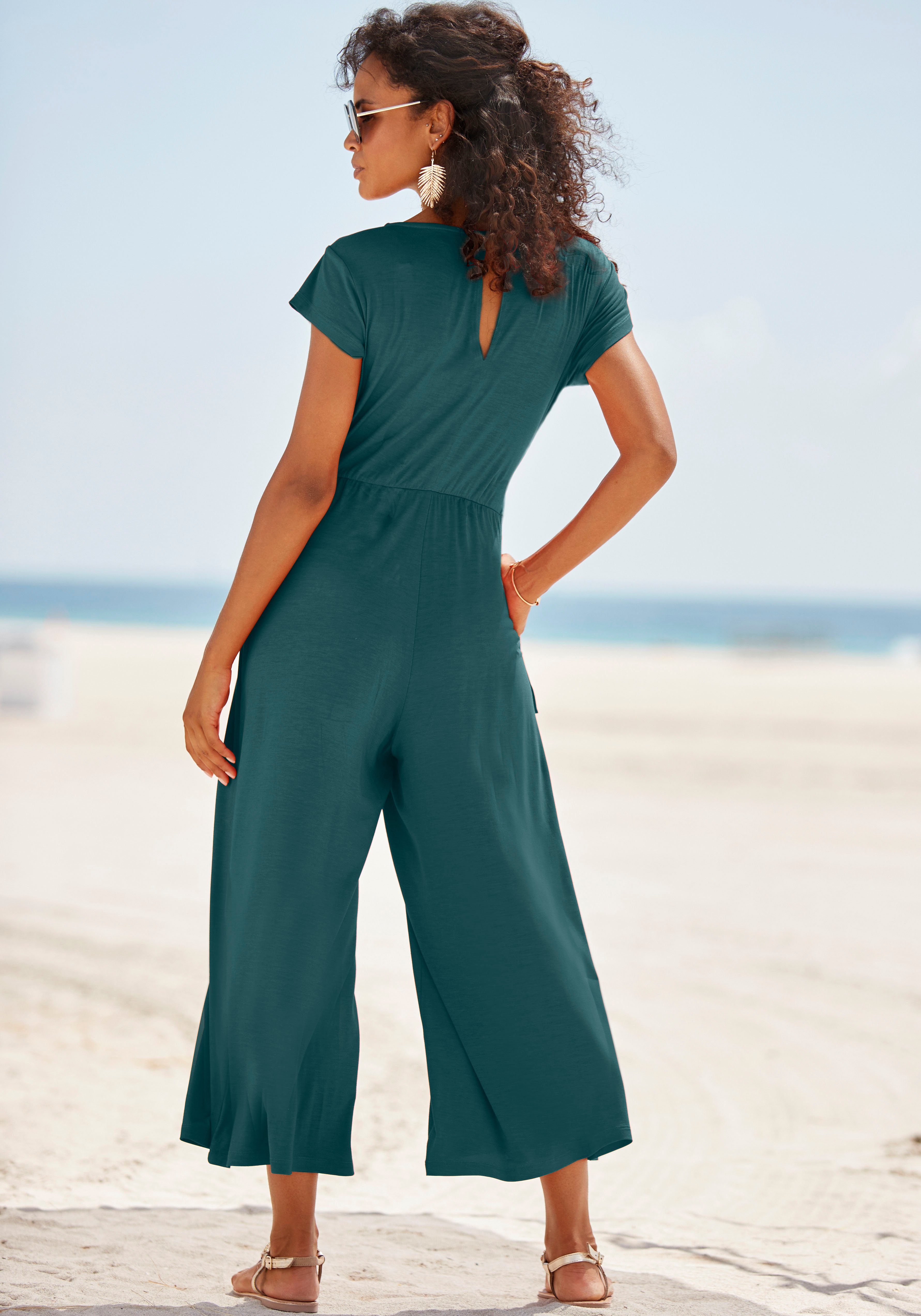 Lascana Jumpsuit in culotte-stijl met knoopdetail in de taille