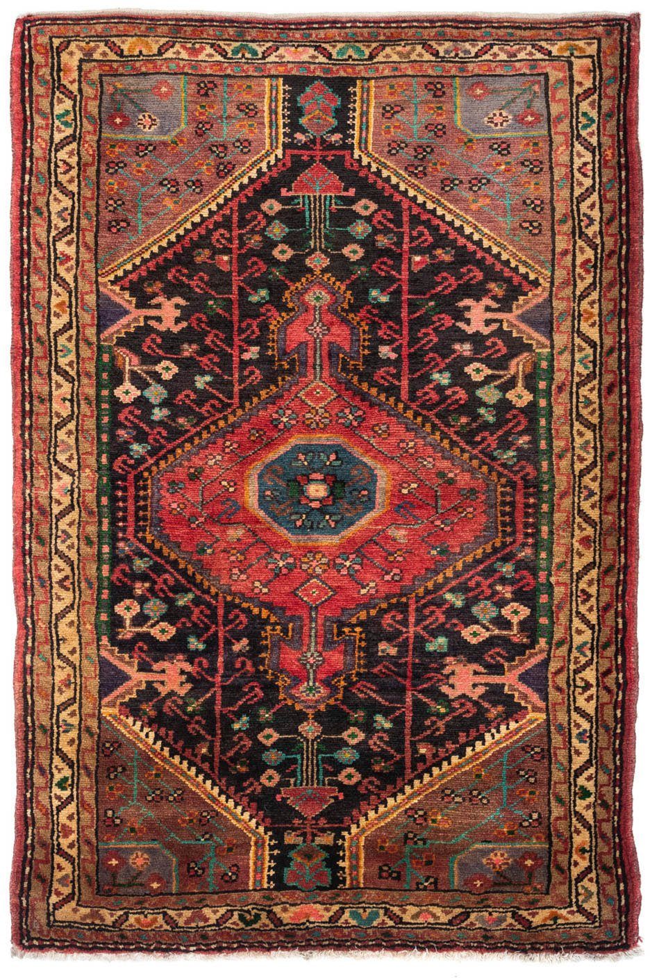 morgenland Wollen kleed Touiserkan medaillon rosso 123 x 83 cm Handgeknoopt