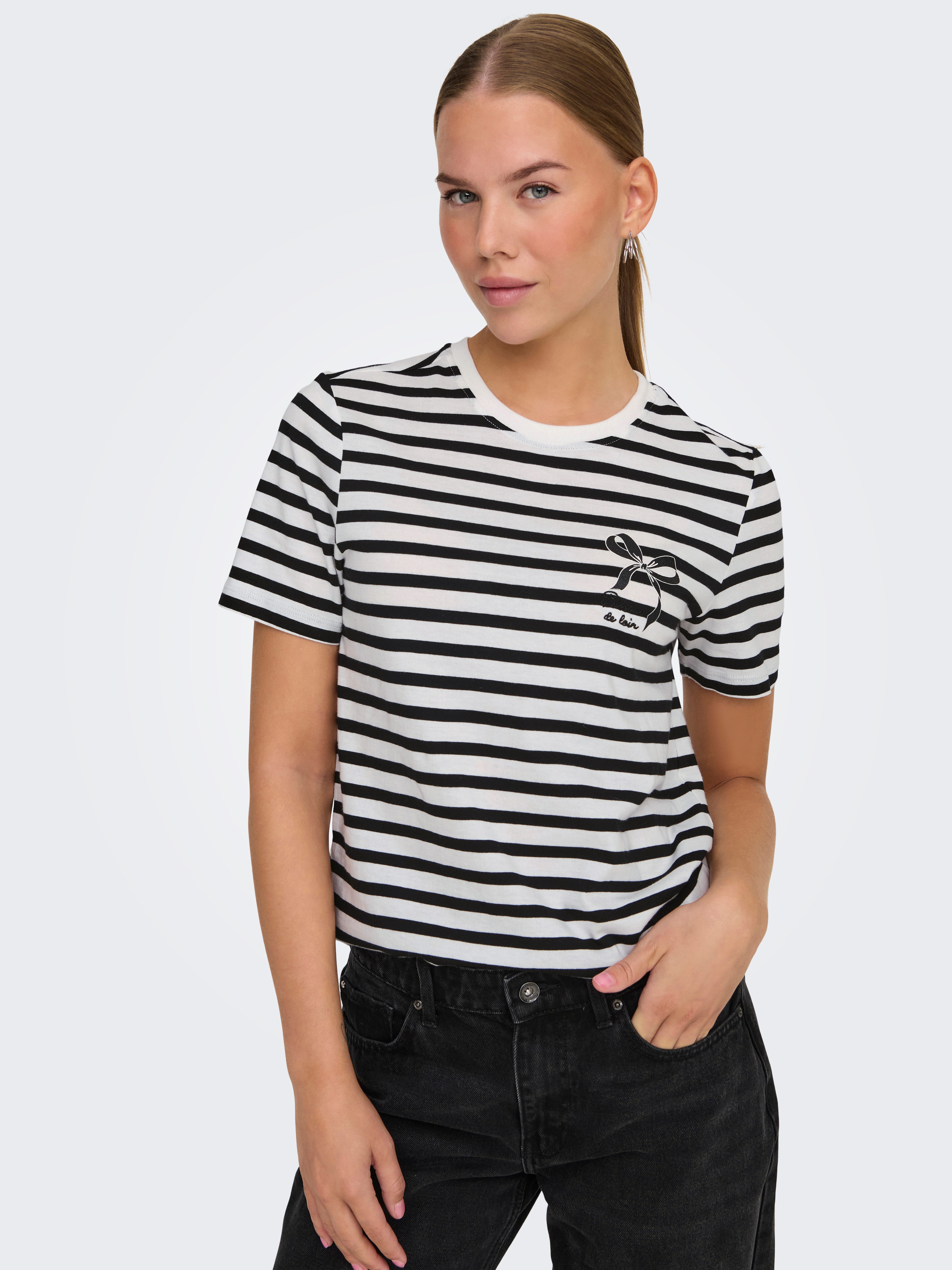 Only Shirt met korte mouwen ONLKITA LIFE REG S/S BOW TOP BOX JRS dames t-shirts maat S (36) wit