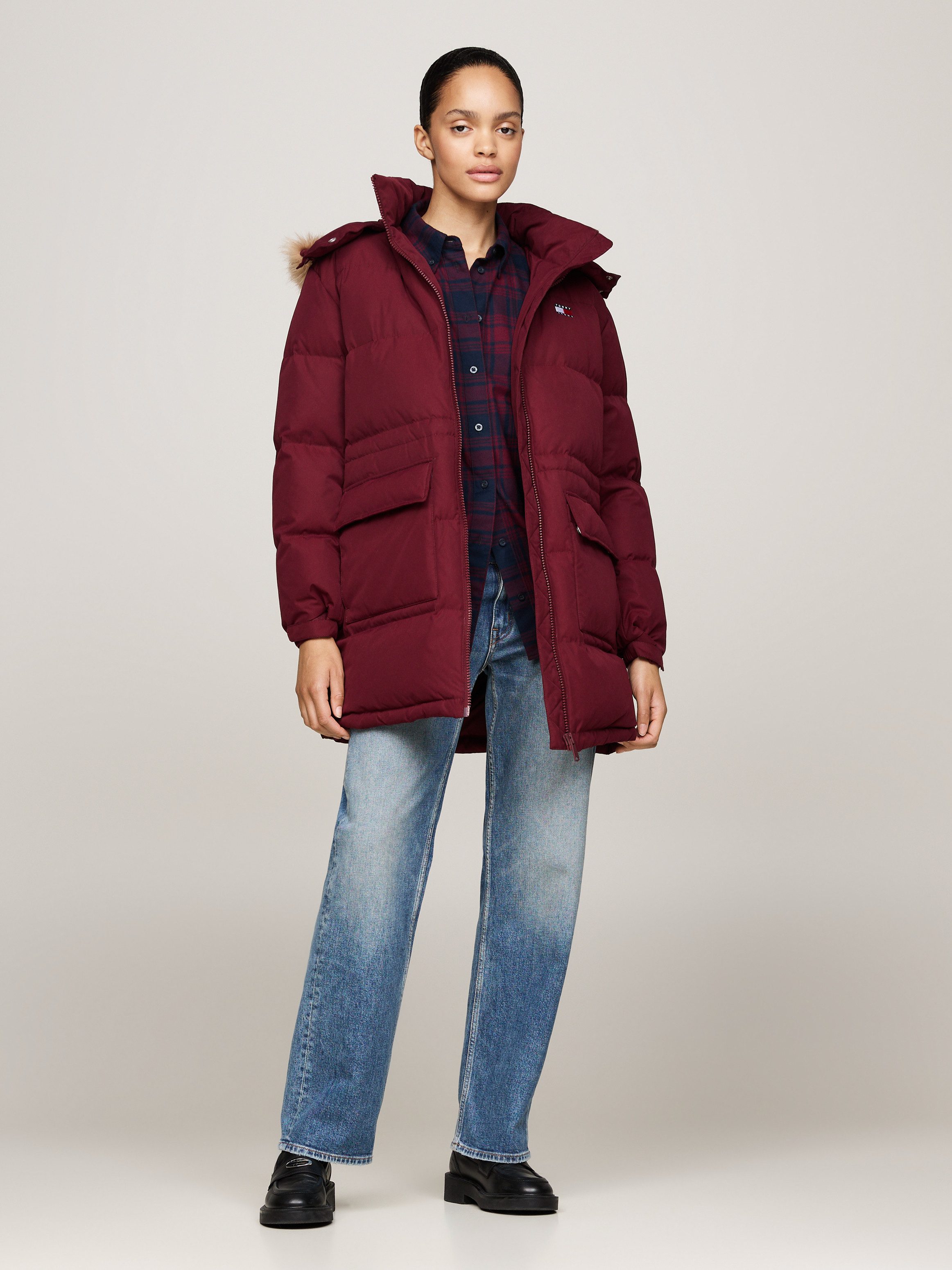 TOMMY JEANS Gewatteerde jas TJW MIDI ALASKA FAUX FUR