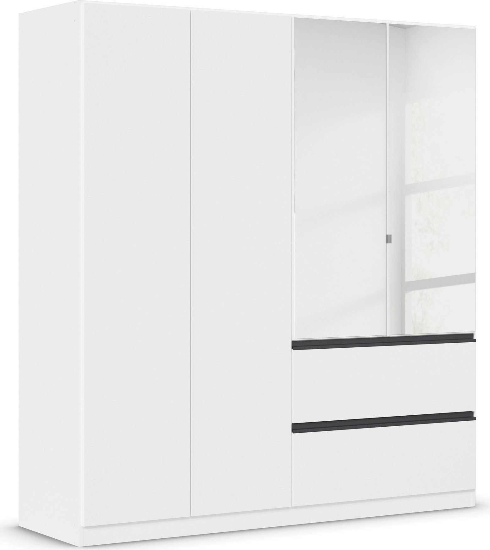rauch Draaideurkast Kledingkast Kast Garderobe Wasmand COSTA in 3 Breedtes met spiegel, greeploos front en push-to-open functie made in germany