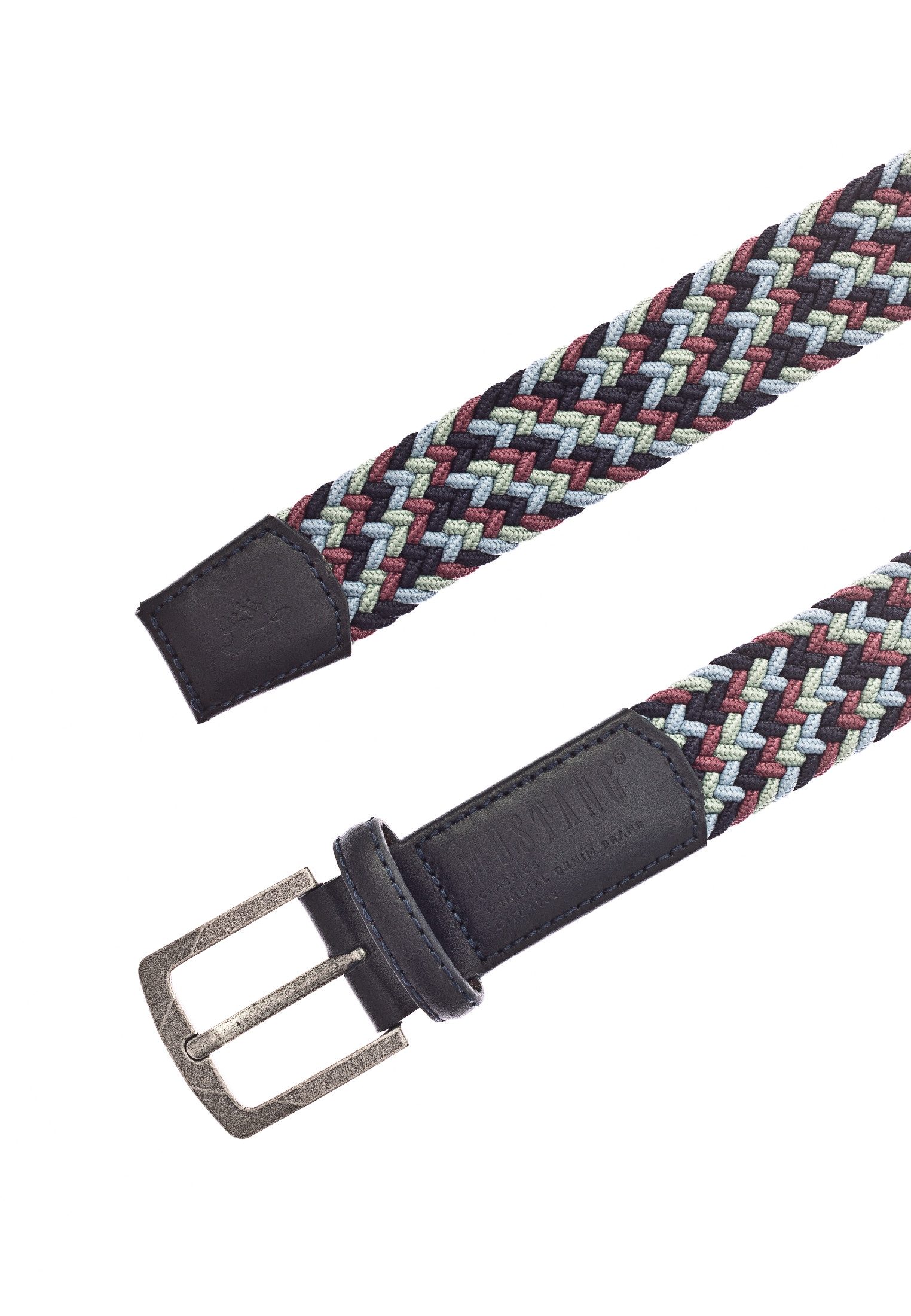 MUSTANG Stretch riem Elastisch in gevlochten look, met opvallende lederen details, 3,5 cm