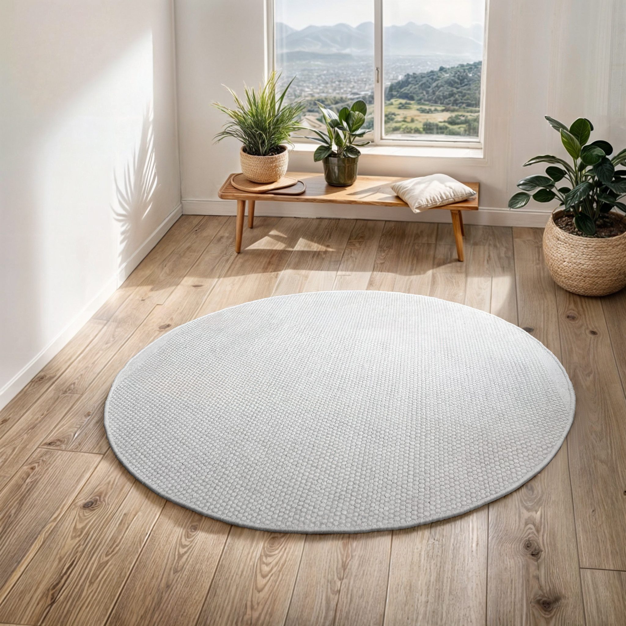 Myflair Möbel & Accessoires Wollen kleed WOOLY DREAM handgeweven omkeerbare tapijt, effen kleuren, 100% wol, woonkamer
