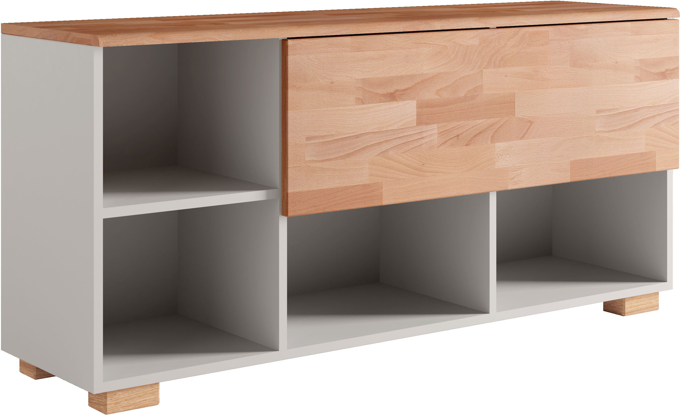 Home affaire Tv-meubel Citra deels massief Hoogte 45 cm, moderne greeploze uitstraling met push-to-open functie lowboards beige