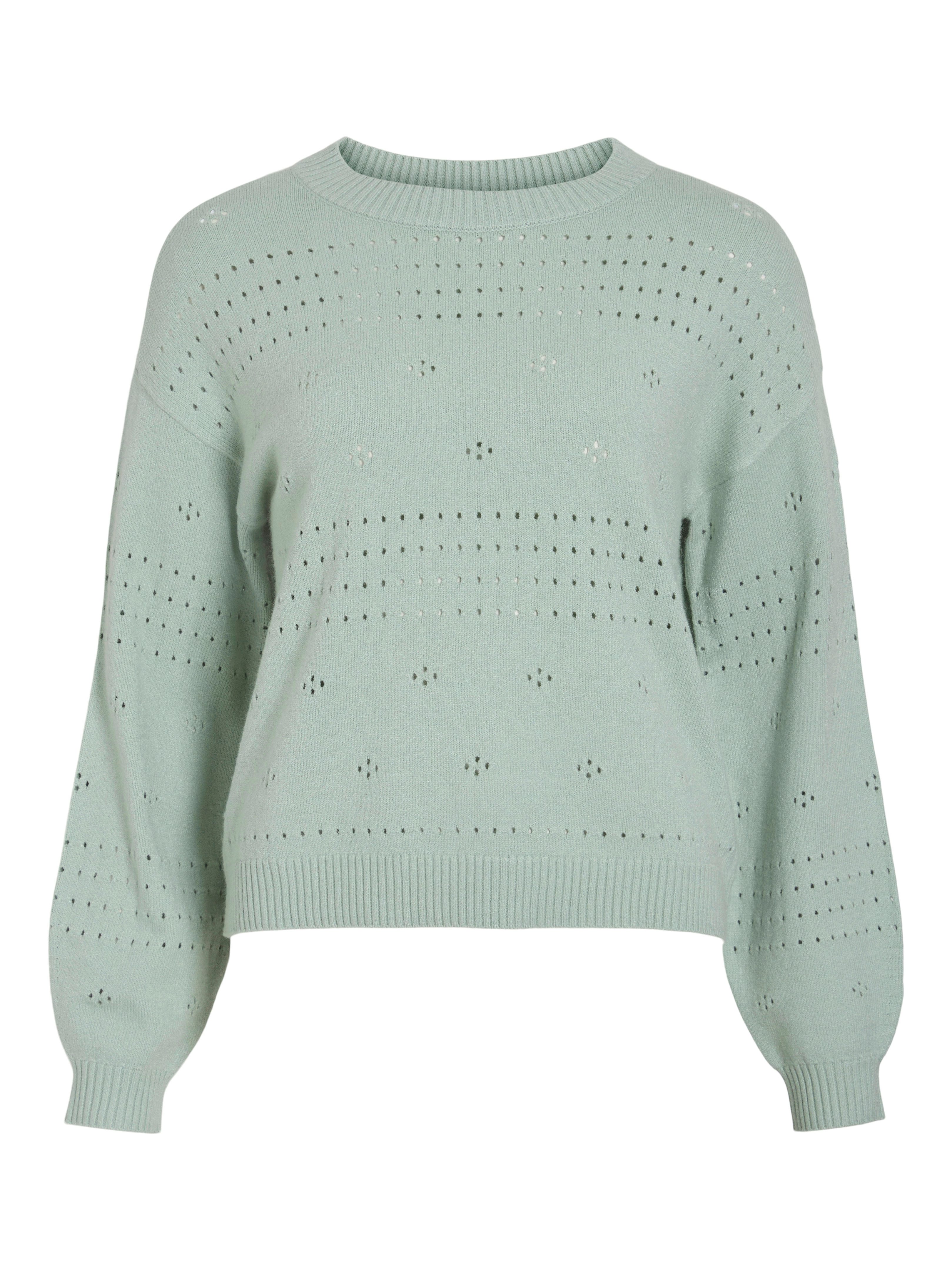 Vila Trui met ronde hals VIRIL L/S O-NECK POINTELLE KNIT TOP-NOOS