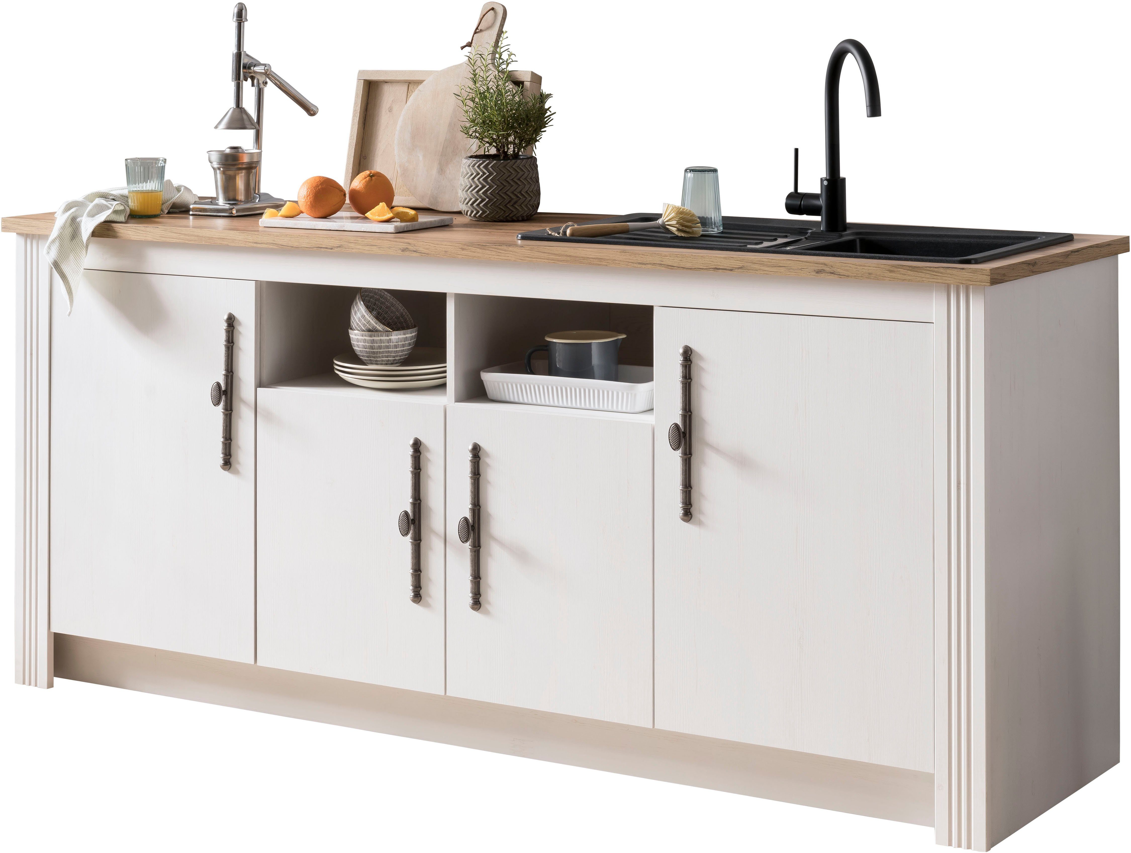 Kochstation Gootsteenkast KS-Westminster in romantische landelijke stijl, breedte 204 cm, exclusief by otto