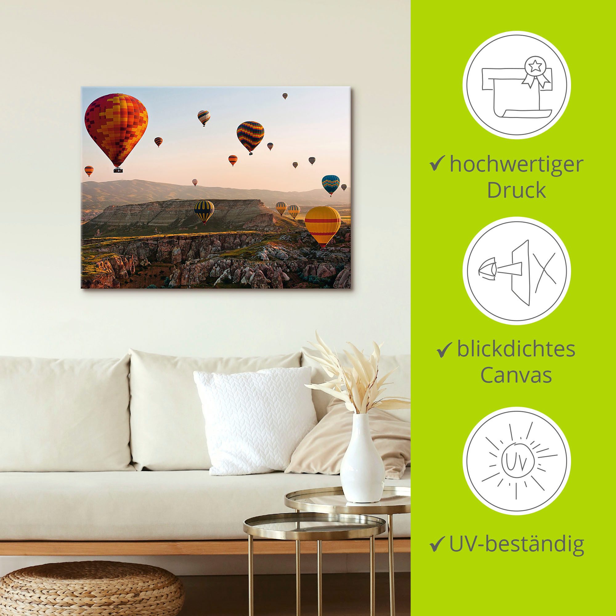 Artland Artprint Ballonvaart in Cappadocië als artprint op linnen, poster in verschillende formaten maten