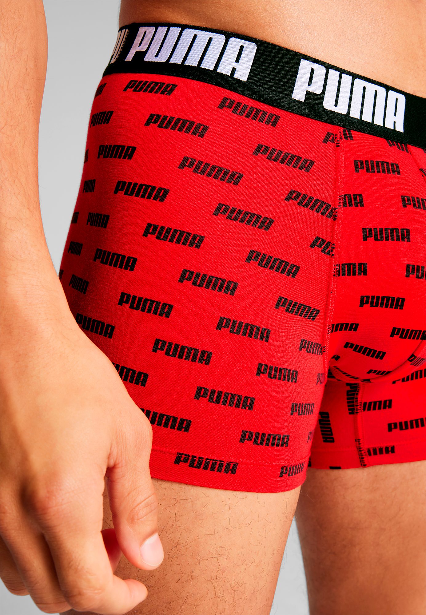 PUMA Boxershort PUMA MEN EVERYDAY LOGO PRINT BOXERS 2P 1x uni, 1x allover logo met kleine ribboord (Set van 2)