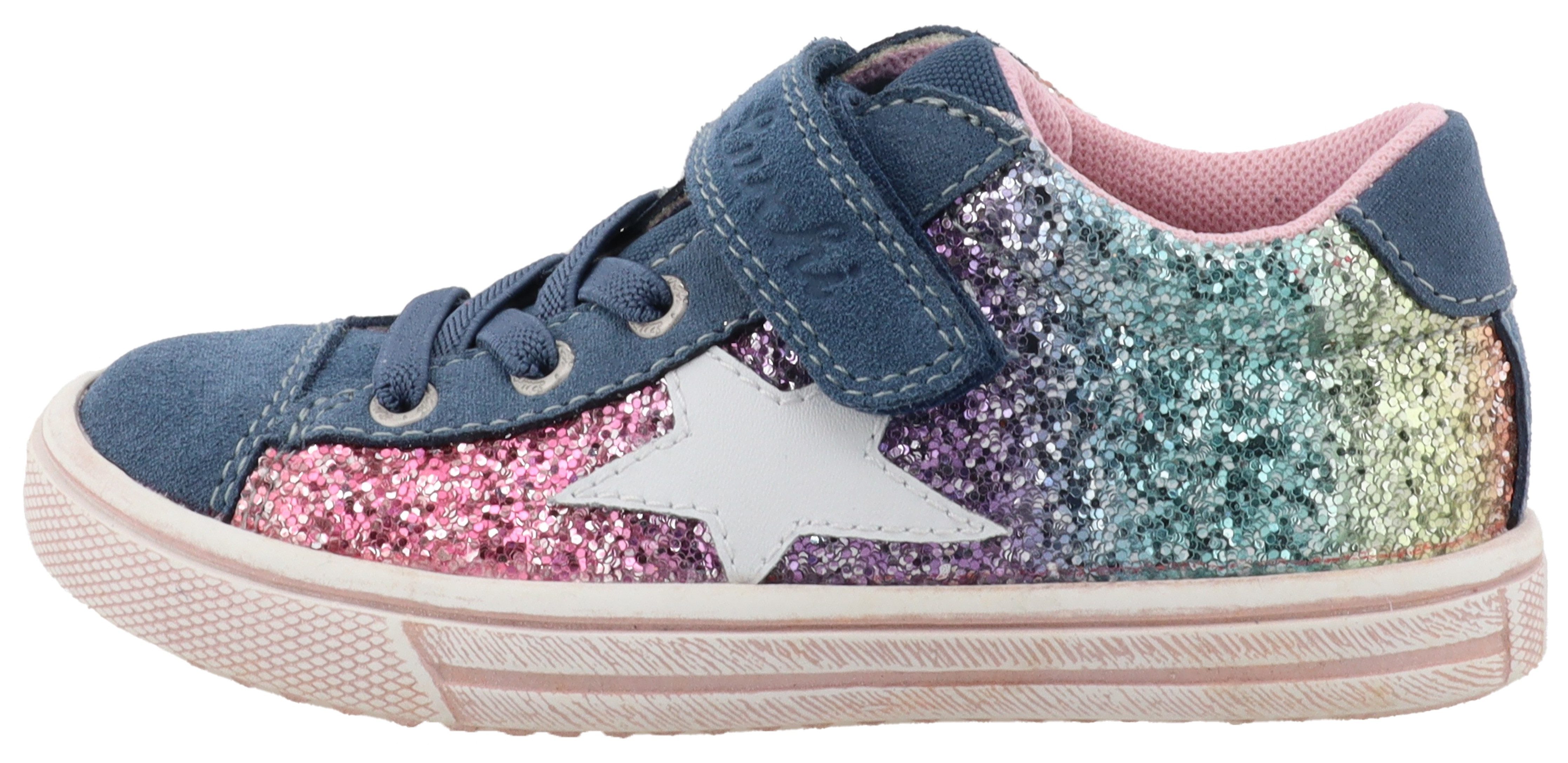 Lurchi Sneakers Salita , veterschoen met kleurrijke glitterafwerking, maat sjabloon te downloaden