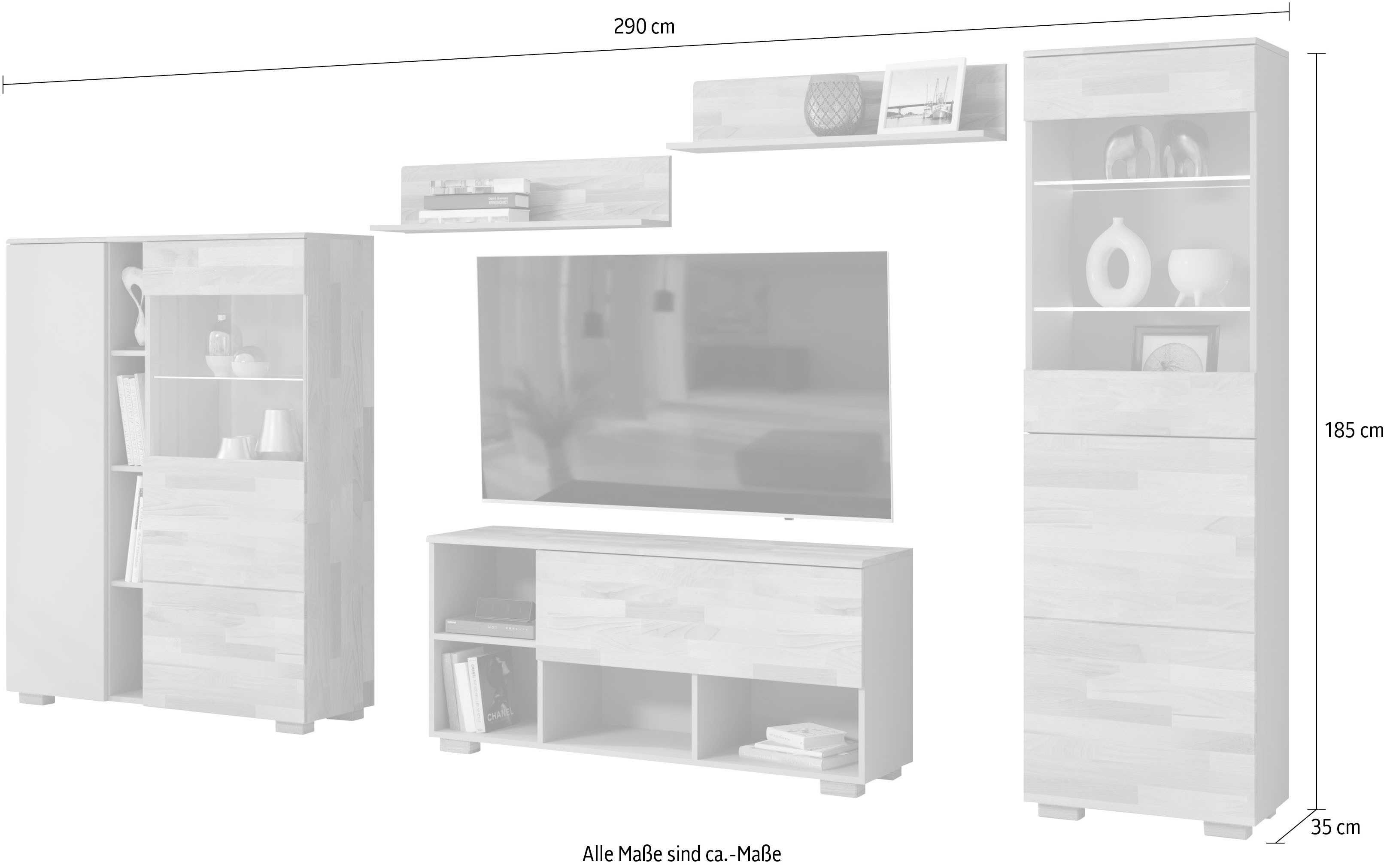 Home affaire Wandmeubel mooie moderne look (5-delig)