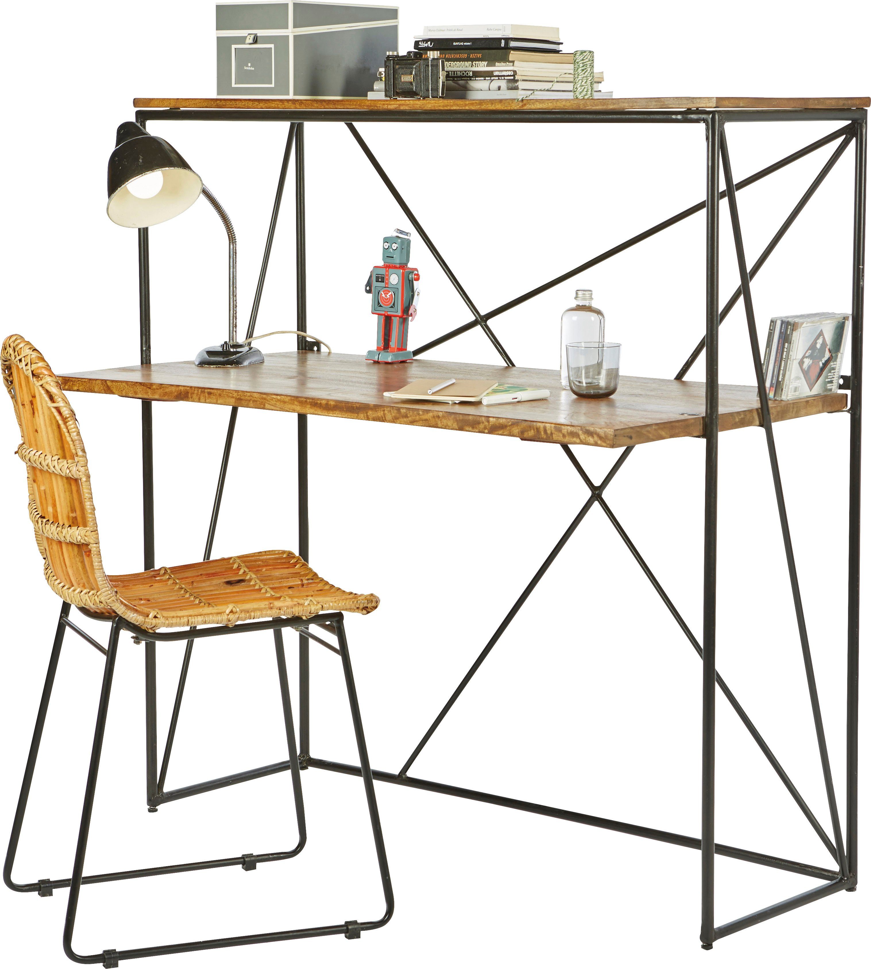 TOM TAILOR HOME Secretaire T-NEST SHELF OFFICE LOW middelhoog, open bureaurek, van mangohout en metaal
