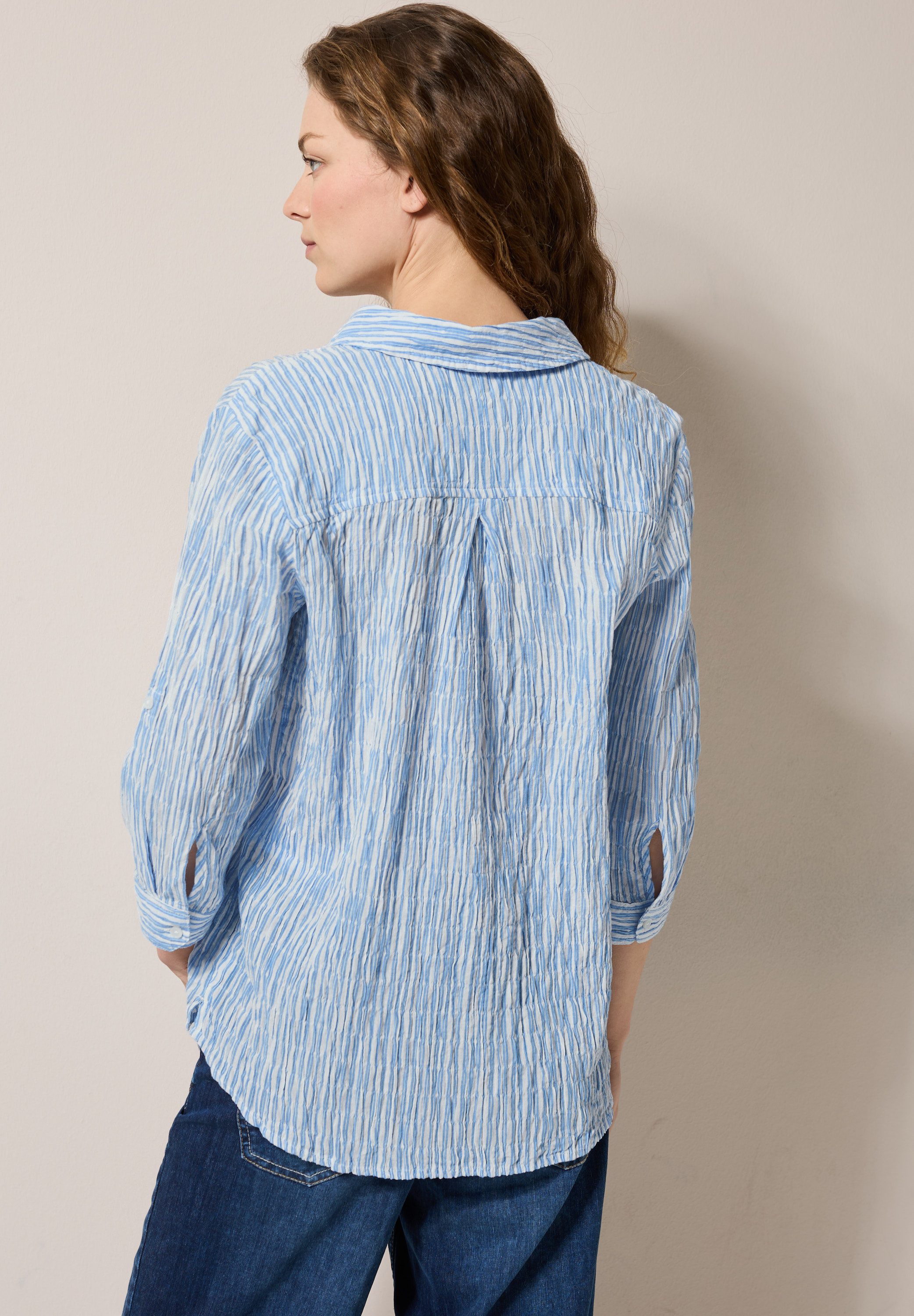 Cecil Klassieke blouse met gestreept seersucker patroon