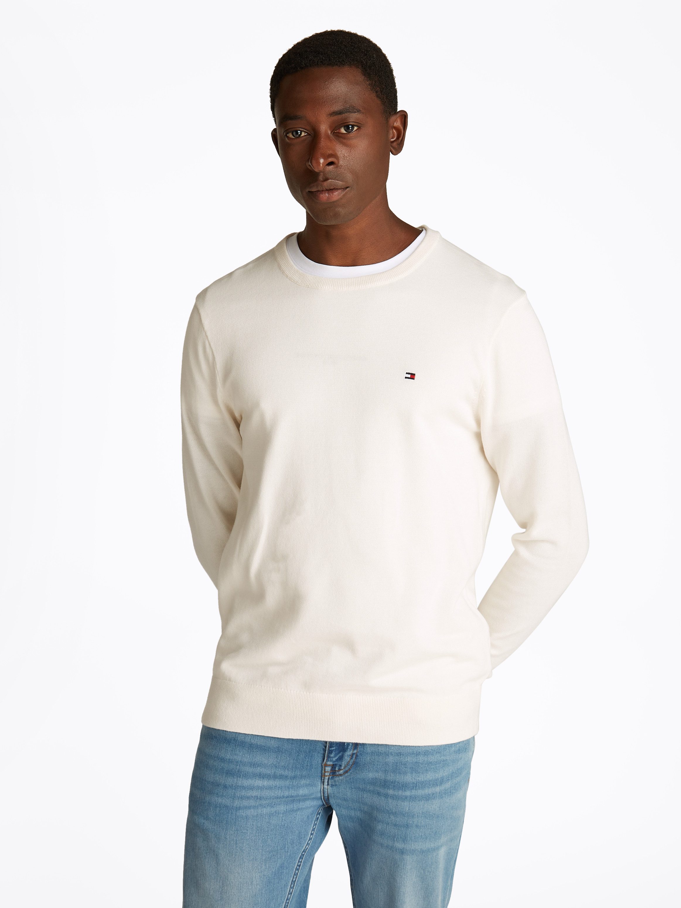 Tommy Hilfiger Trui met ronde hals ESSENTIAL COTTON CREW NECK heren pullovers maat XXL wit