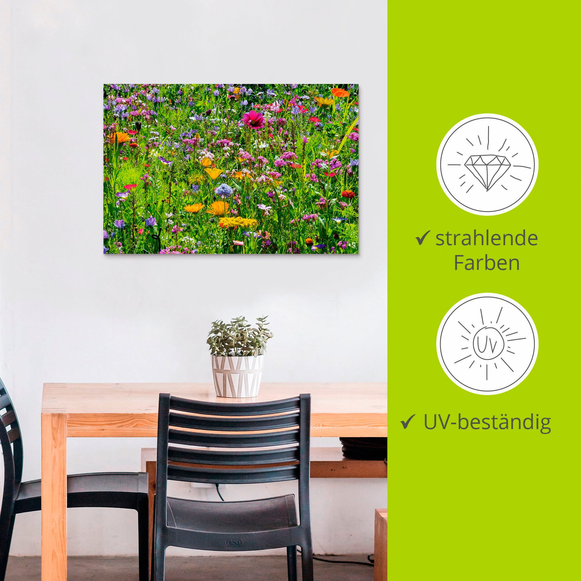 Artland Artprint Veelkleurige bloemenweide als artprint van aluminium, artprint voor buiten, artprint op linnen, poster, muursticker
