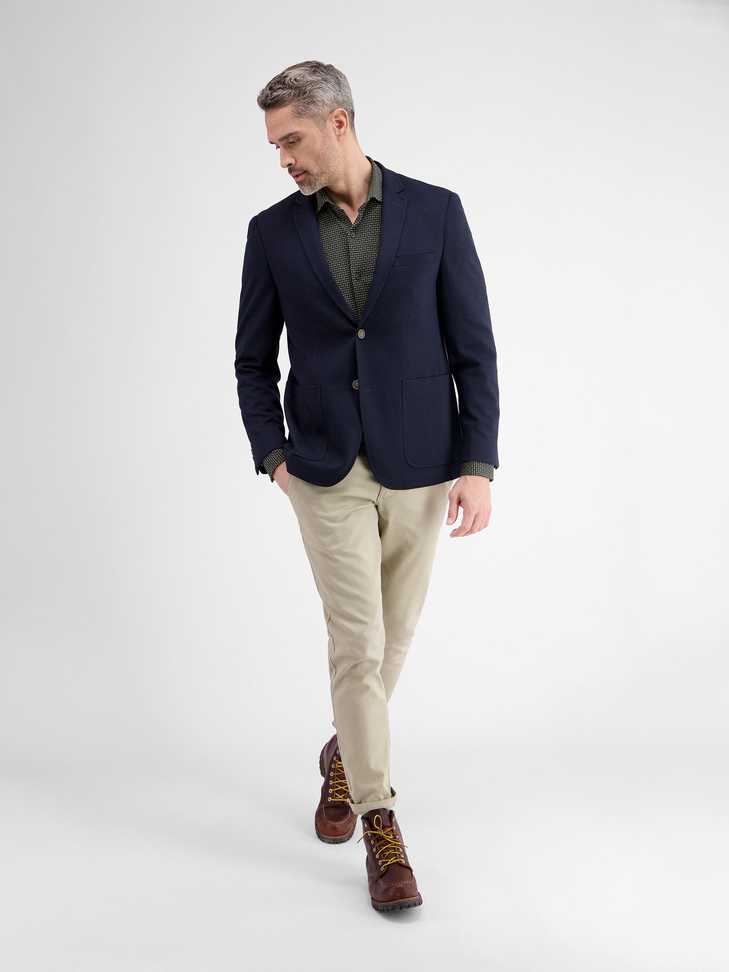 Lerros Overhemd met lange mouwen LERROS heren jersey shirt met haifischkraag