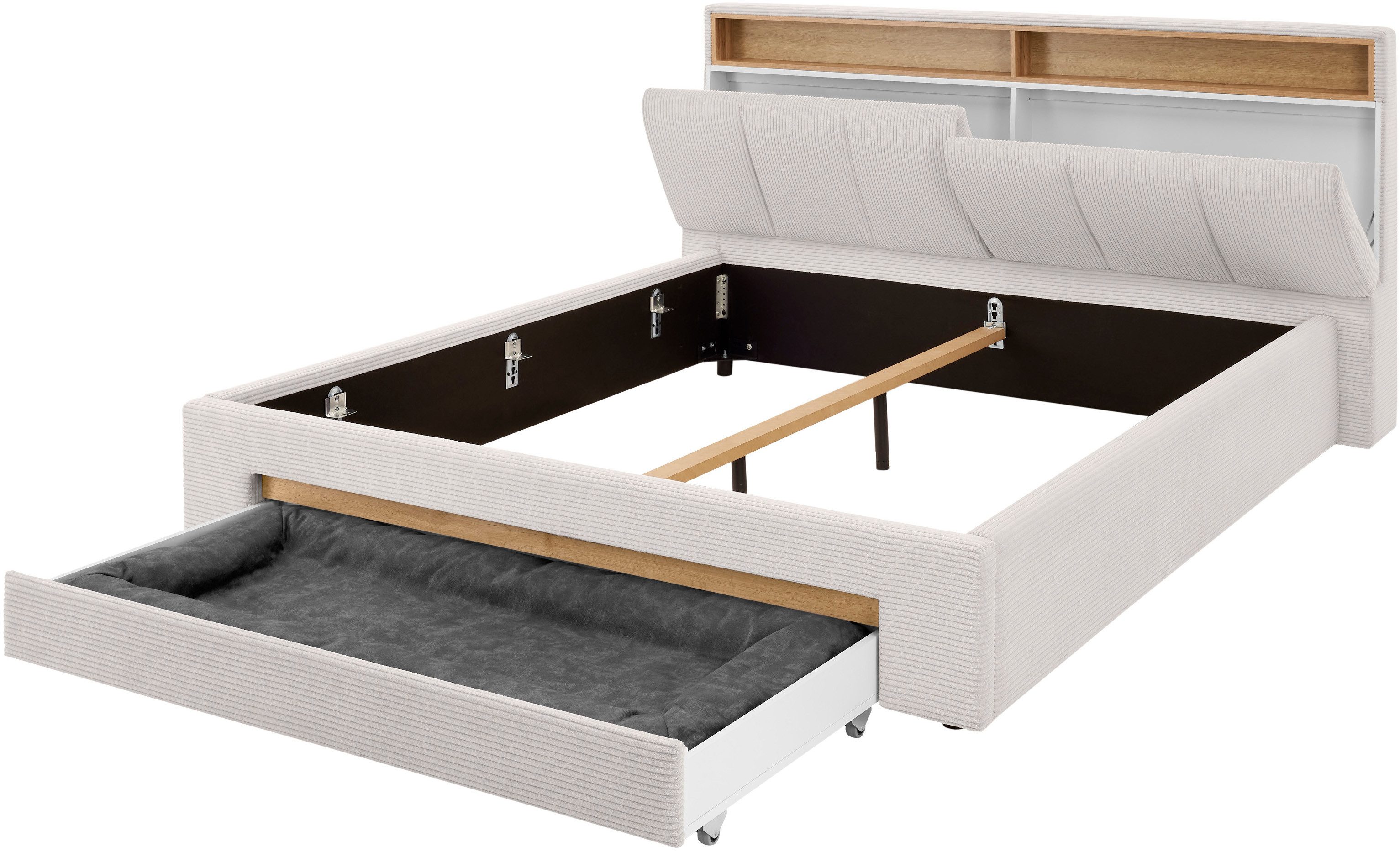 INOSIGN Gestoffeerd bed CiTY/GiRON,, gepolsterd opbergbed, met LED-verlichting Bedkisten met hondenbed of als opbergruimte, opklapbare hoofdeinden